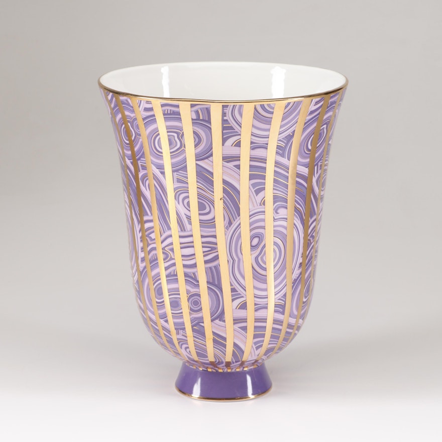 Jonathon Adler "Malachite Stripe" Porcelain Vase
