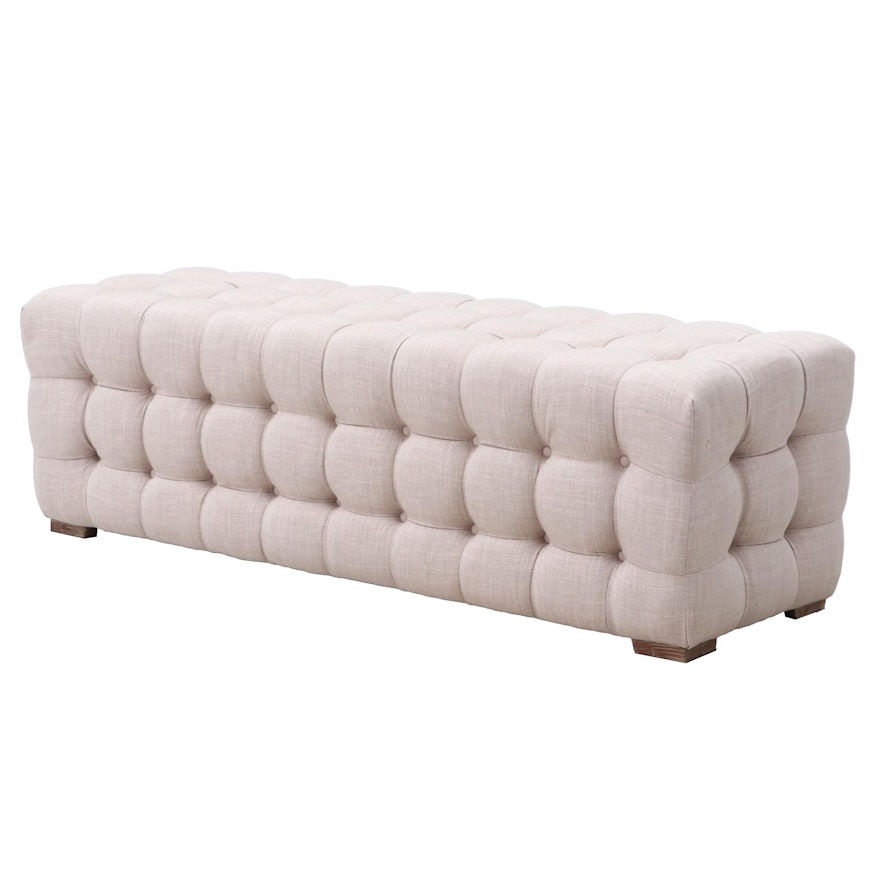 Hutton Collection Grey Tufted Ottoman by Emerald Home Furnishings