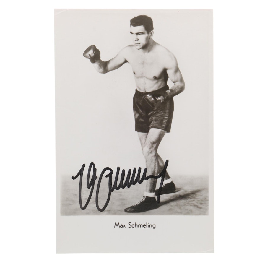 Max Schmeling Signed Black-and-White Photo Card