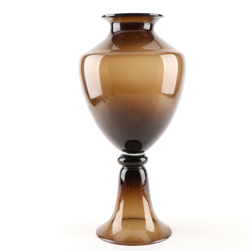 Brown Glass Pedestal Vase