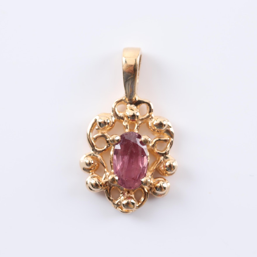 14K Yellow Gold Ruby Pendant