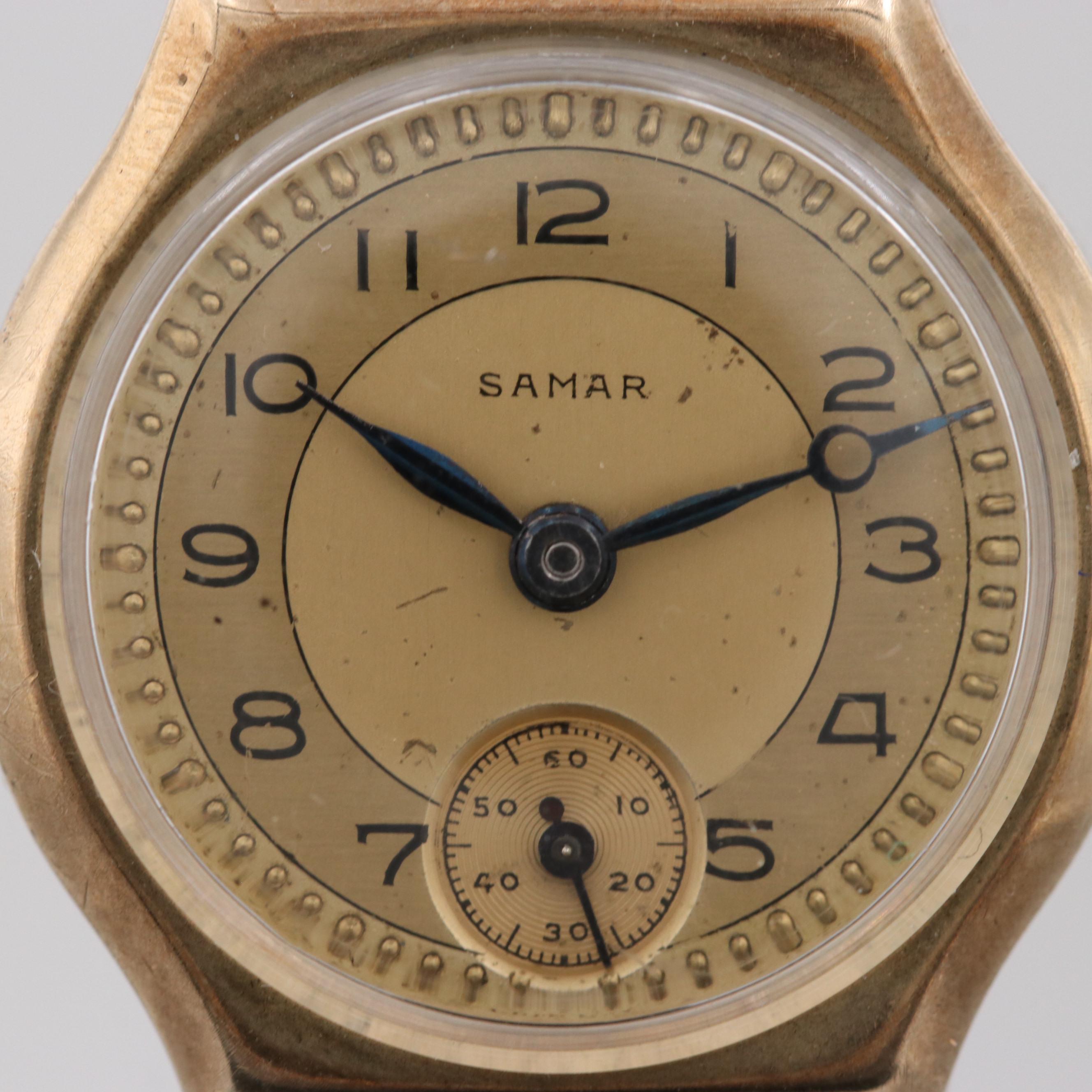 Vintage Samar 9K Yellow Gold Swiss Stem Wind Watch