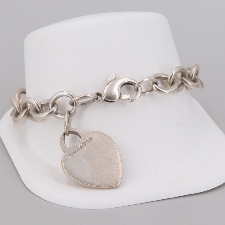 Tiffany & Co. Sterling Silver Heart Shaped Charm Bracelet