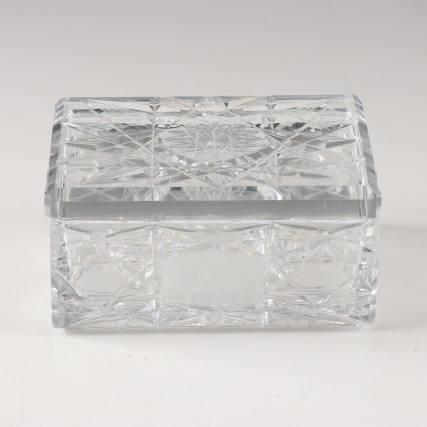 Crystal Cut Glass Lidded Trinket Box