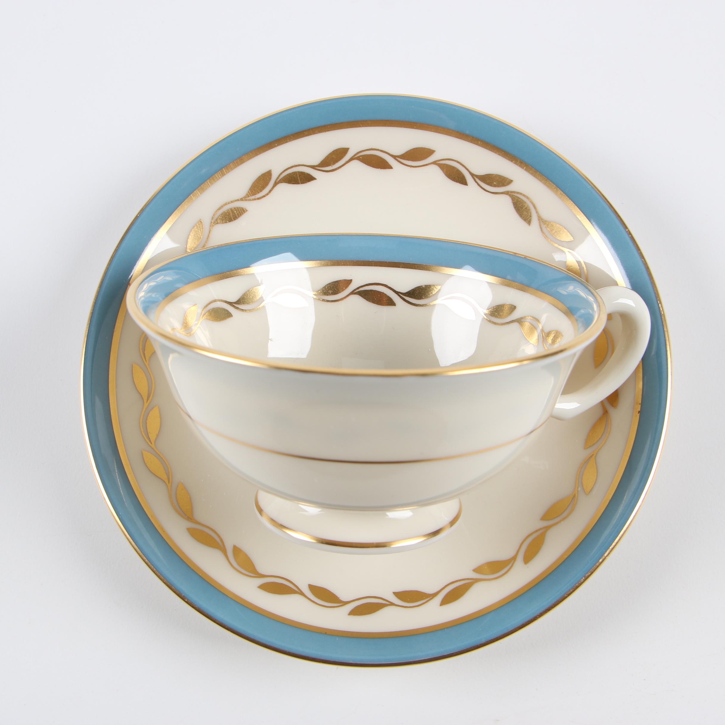 Lenox "Marlboro Blue" Bone China Dinnerware, Mid-Century