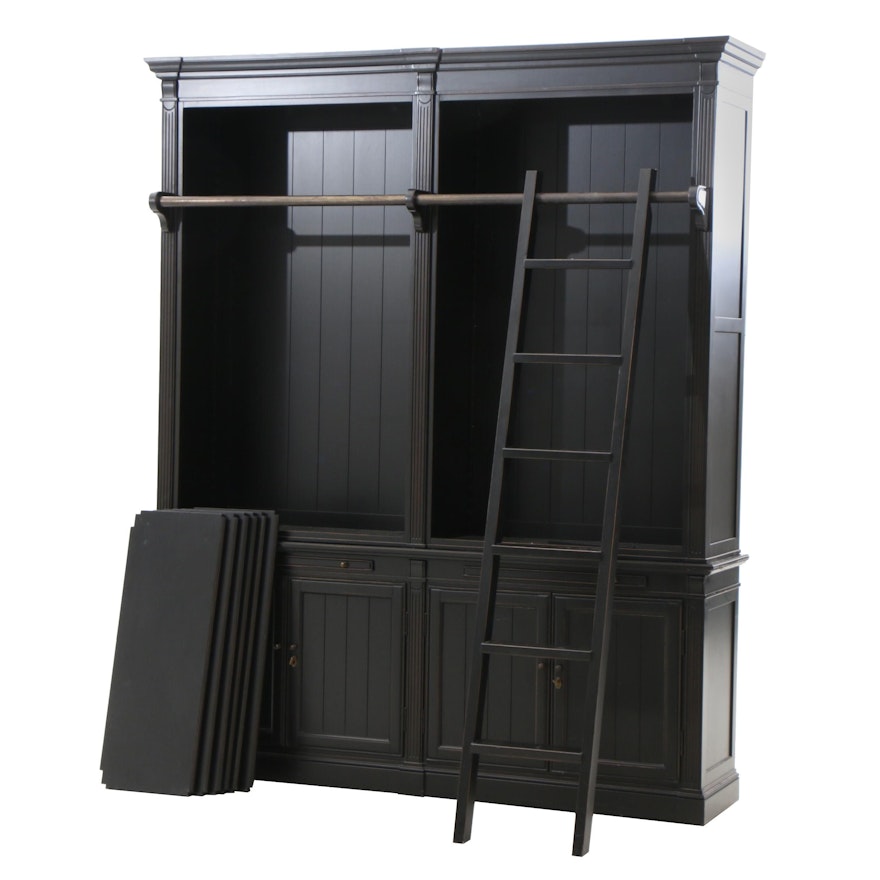 Arhaus 2-Piece Library Bookcase with Ladder in Black