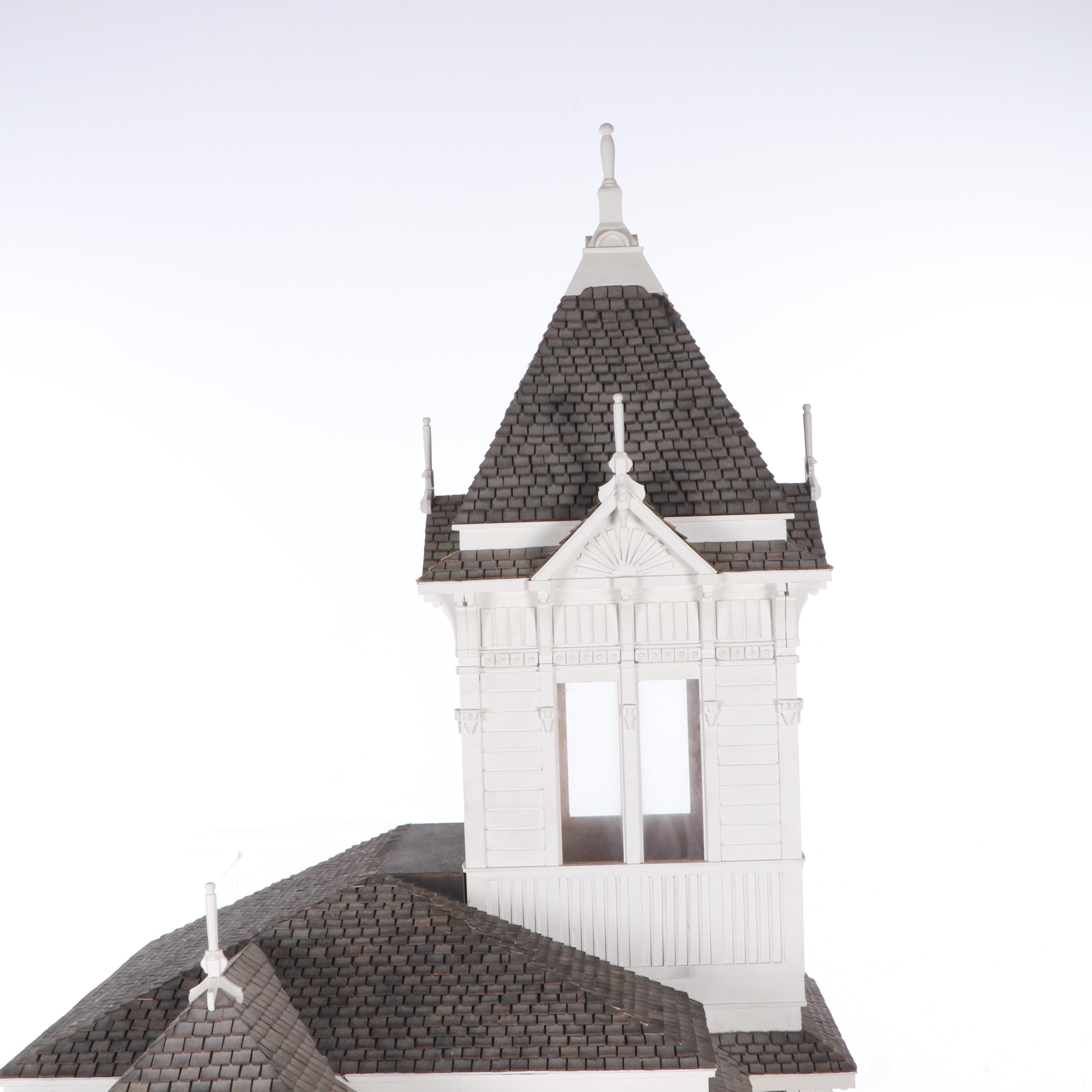 Jim Marcus Victorian Style Electrified Dollhouse with Miniatures