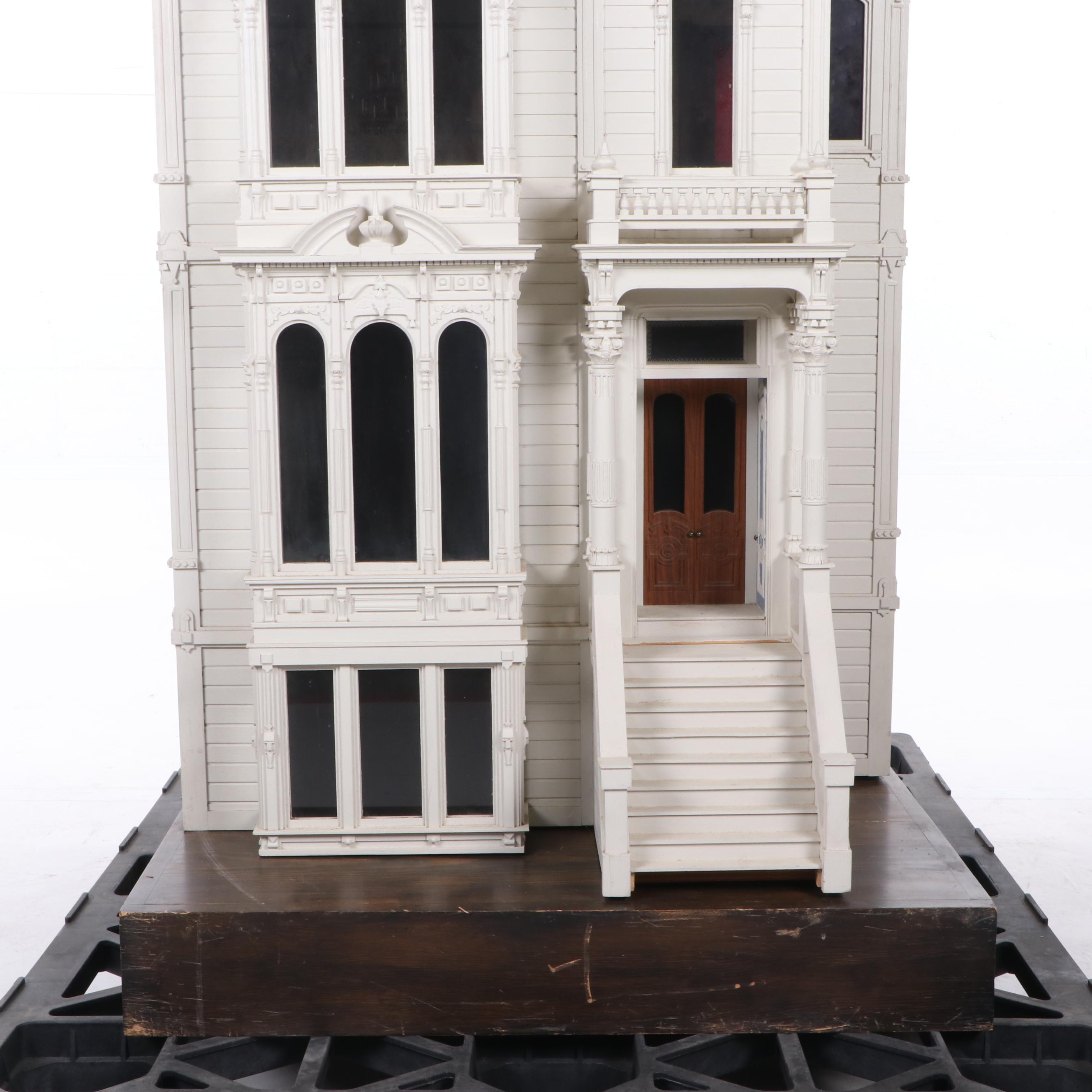 Jim Marcus Victorian Style Electrified Dollhouse with Miniatures