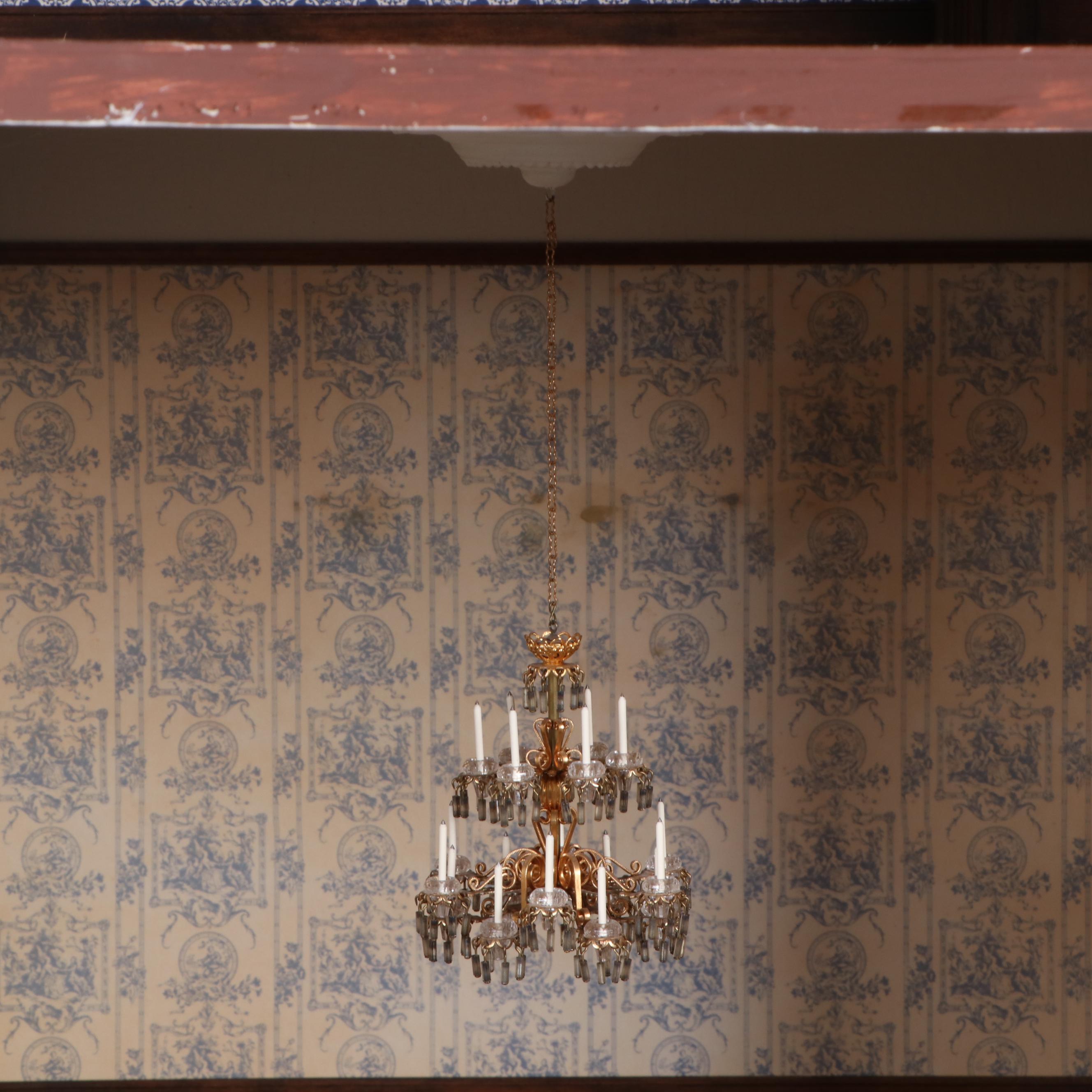 Jim Marcus Victorian Style Electrified Dollhouse with Miniatures