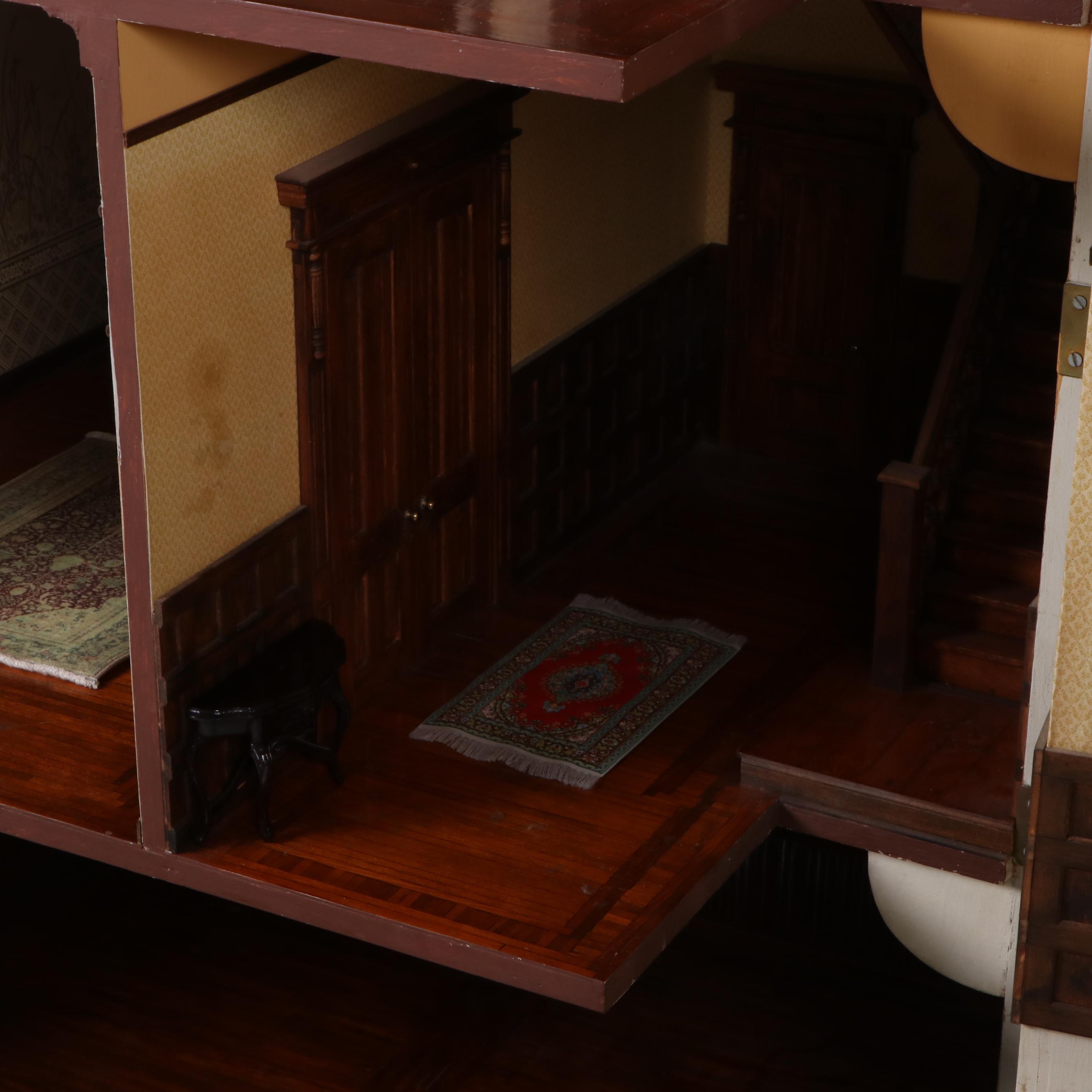 Jim Marcus Victorian Style Electrified Dollhouse with Miniatures