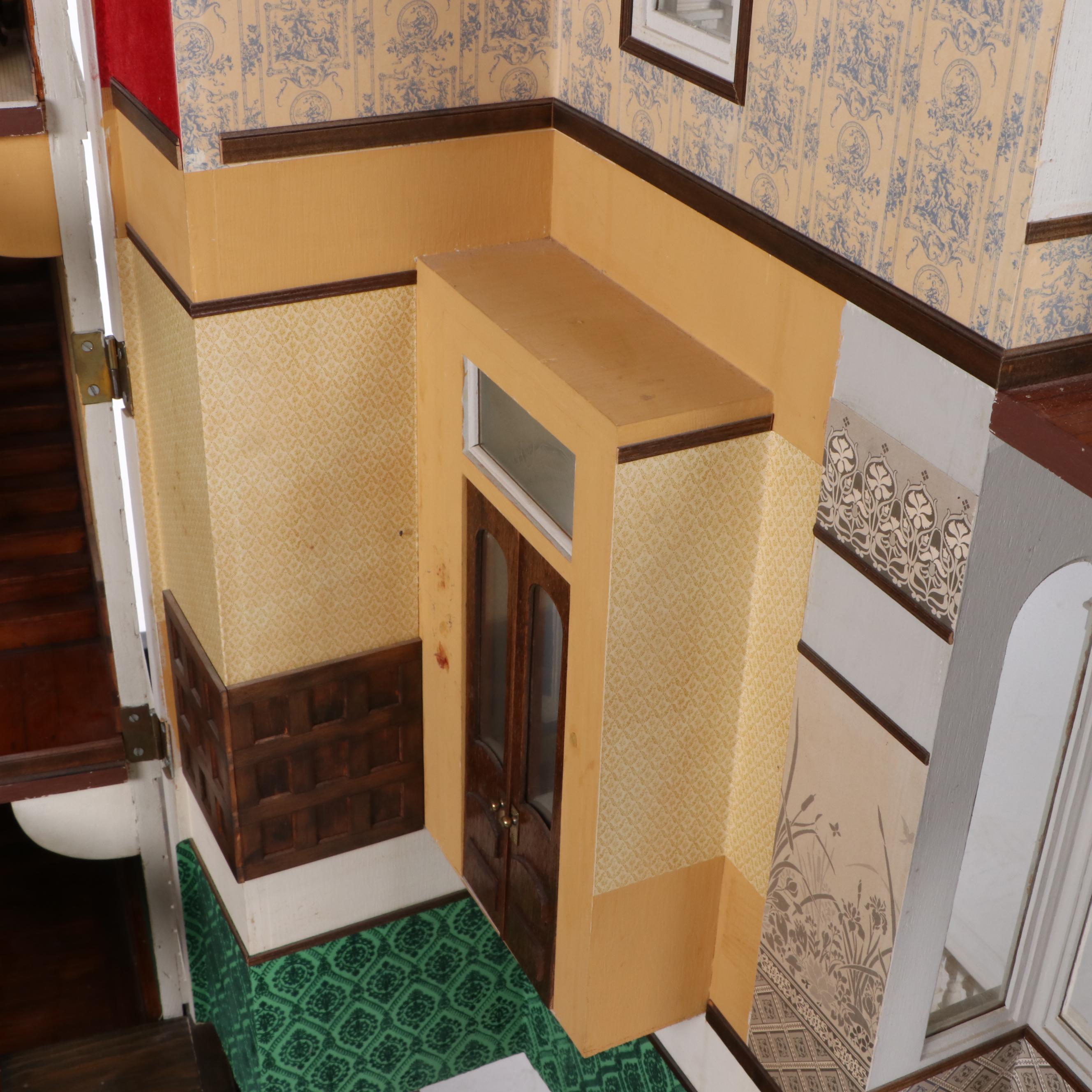 Jim Marcus Victorian Style Electrified Dollhouse with Miniatures