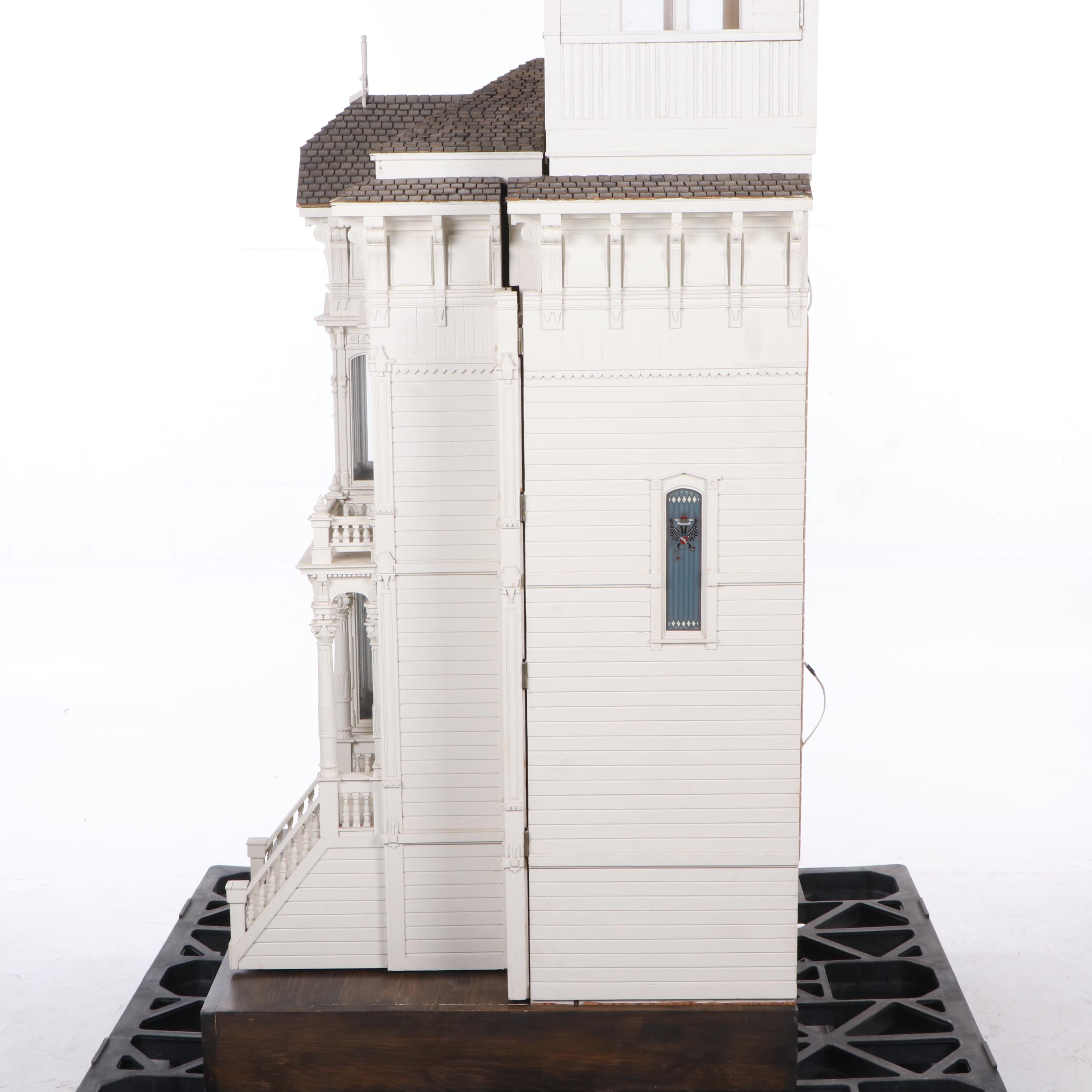 Jim Marcus Victorian Style Electrified Dollhouse with Miniatures