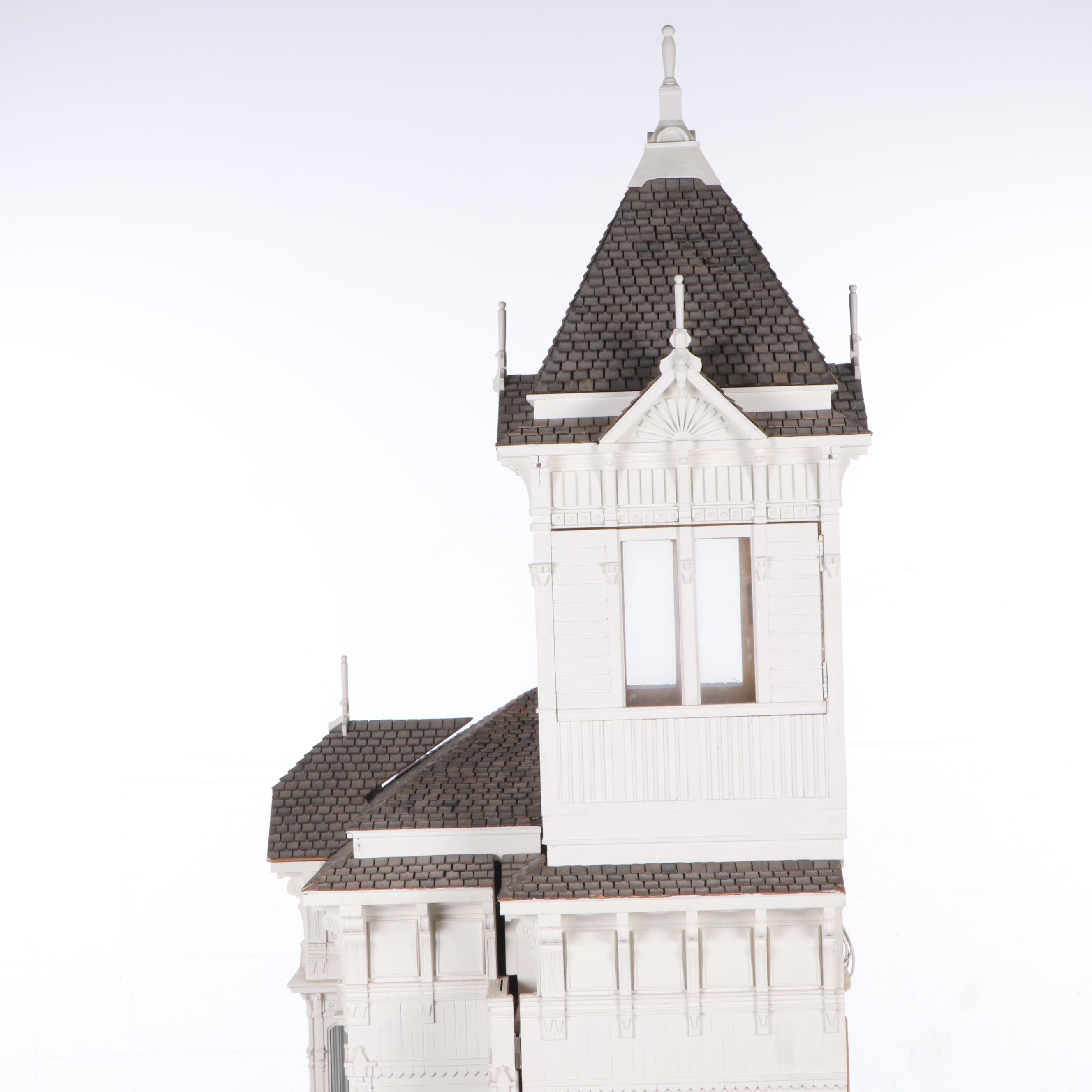 Jim Marcus Victorian Style Electrified Dollhouse with Miniatures