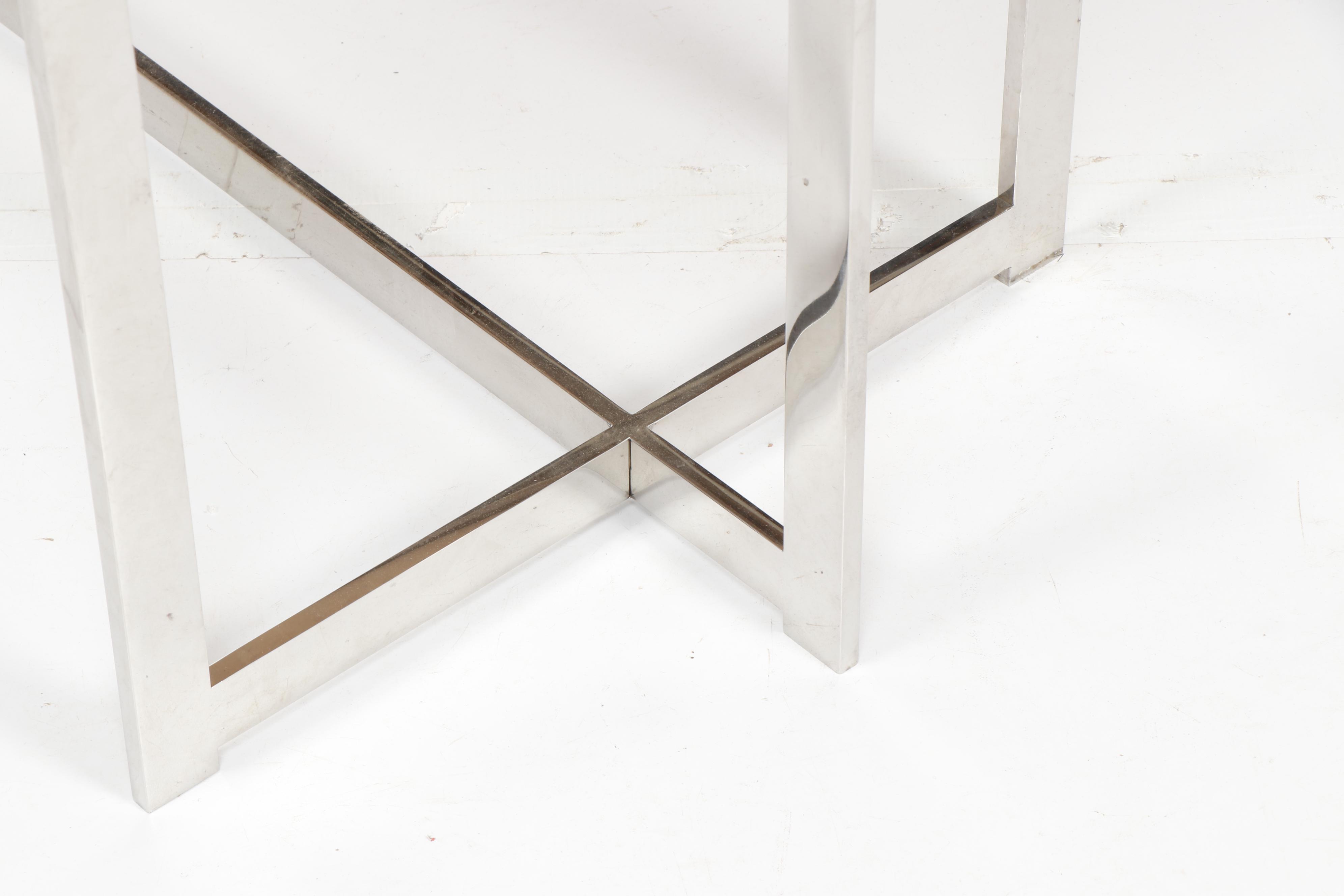 Contemporary Cerused Oak and Metal Table