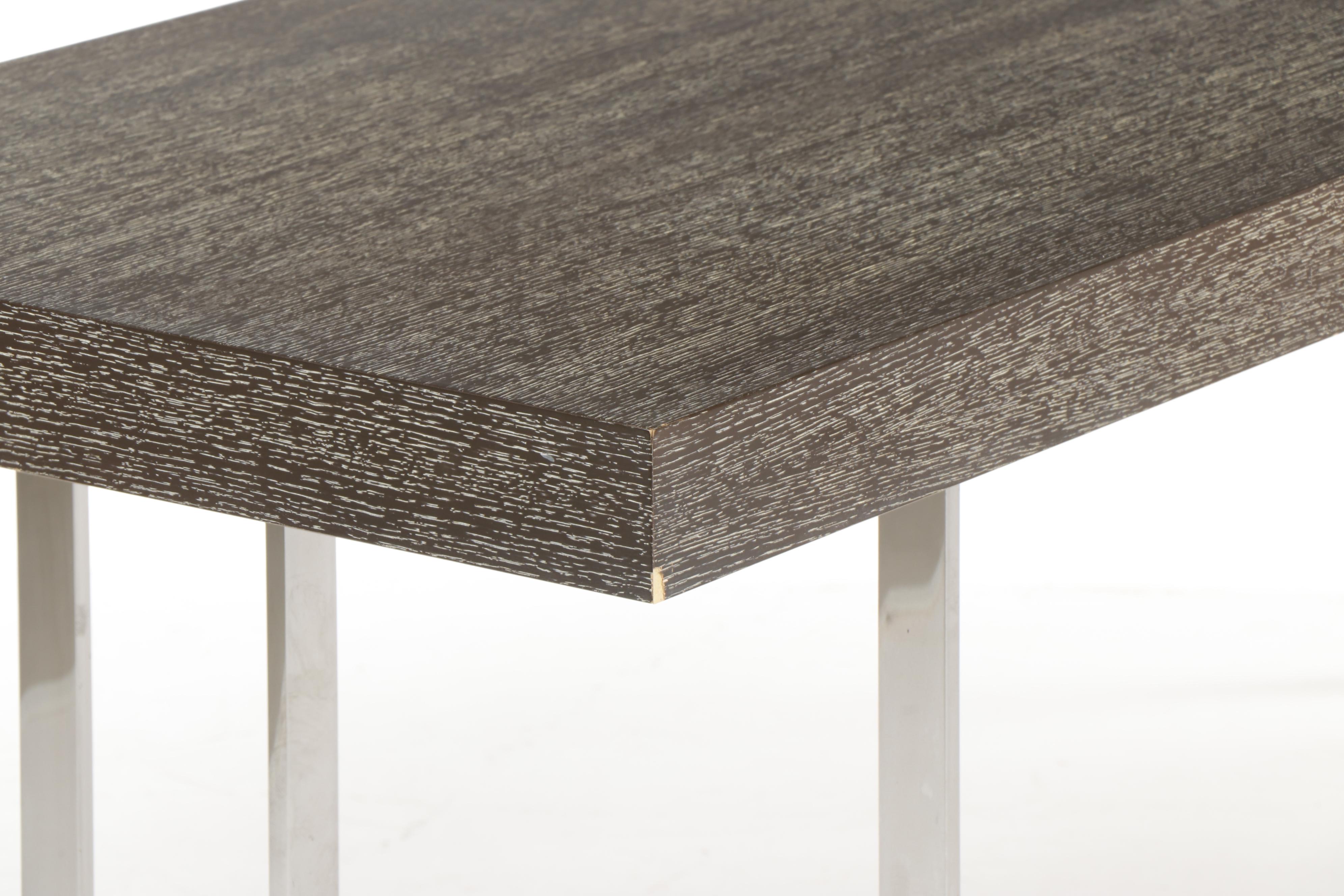 Contemporary Cerused Oak and Metal Table