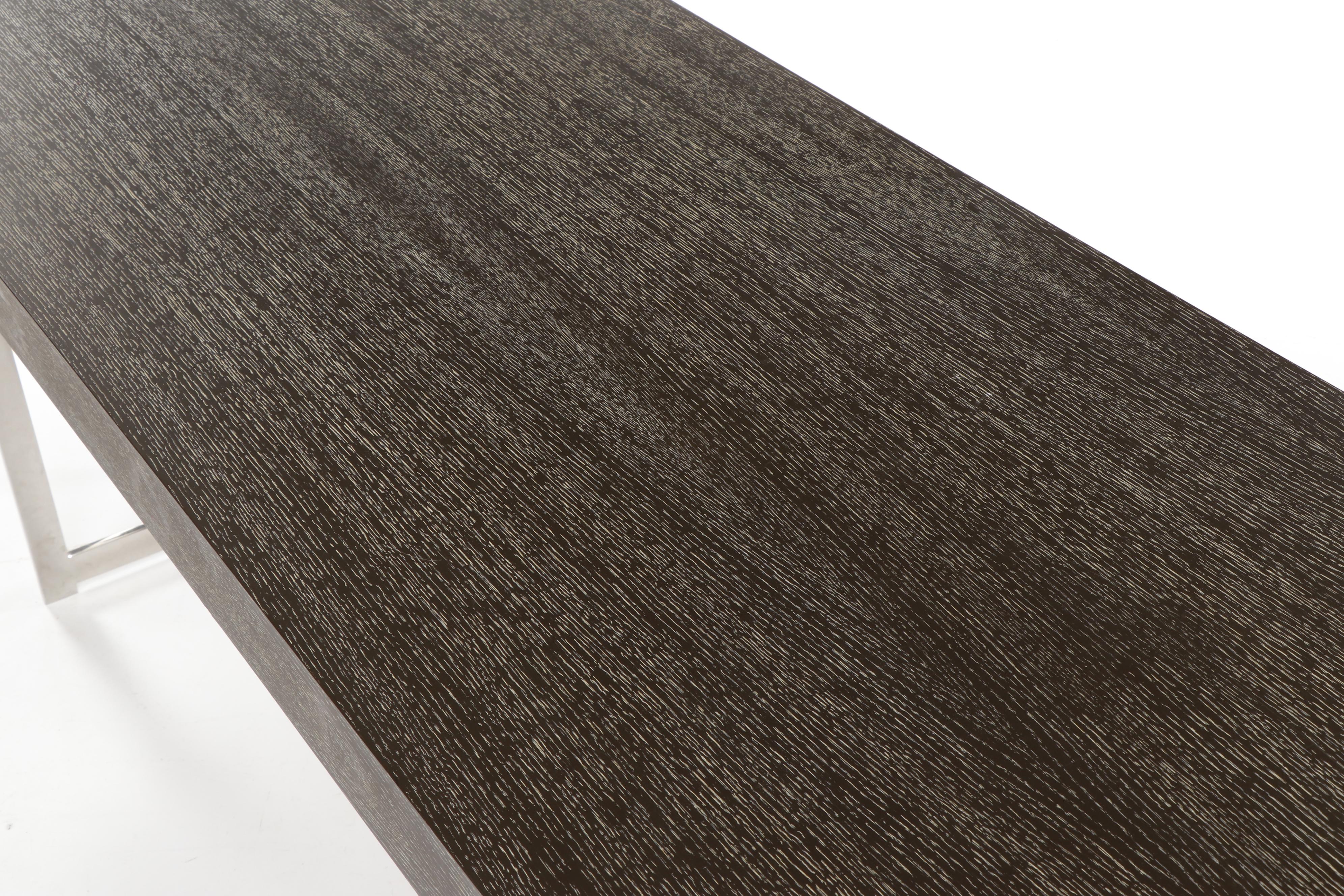 Contemporary Cerused Oak and Metal Table