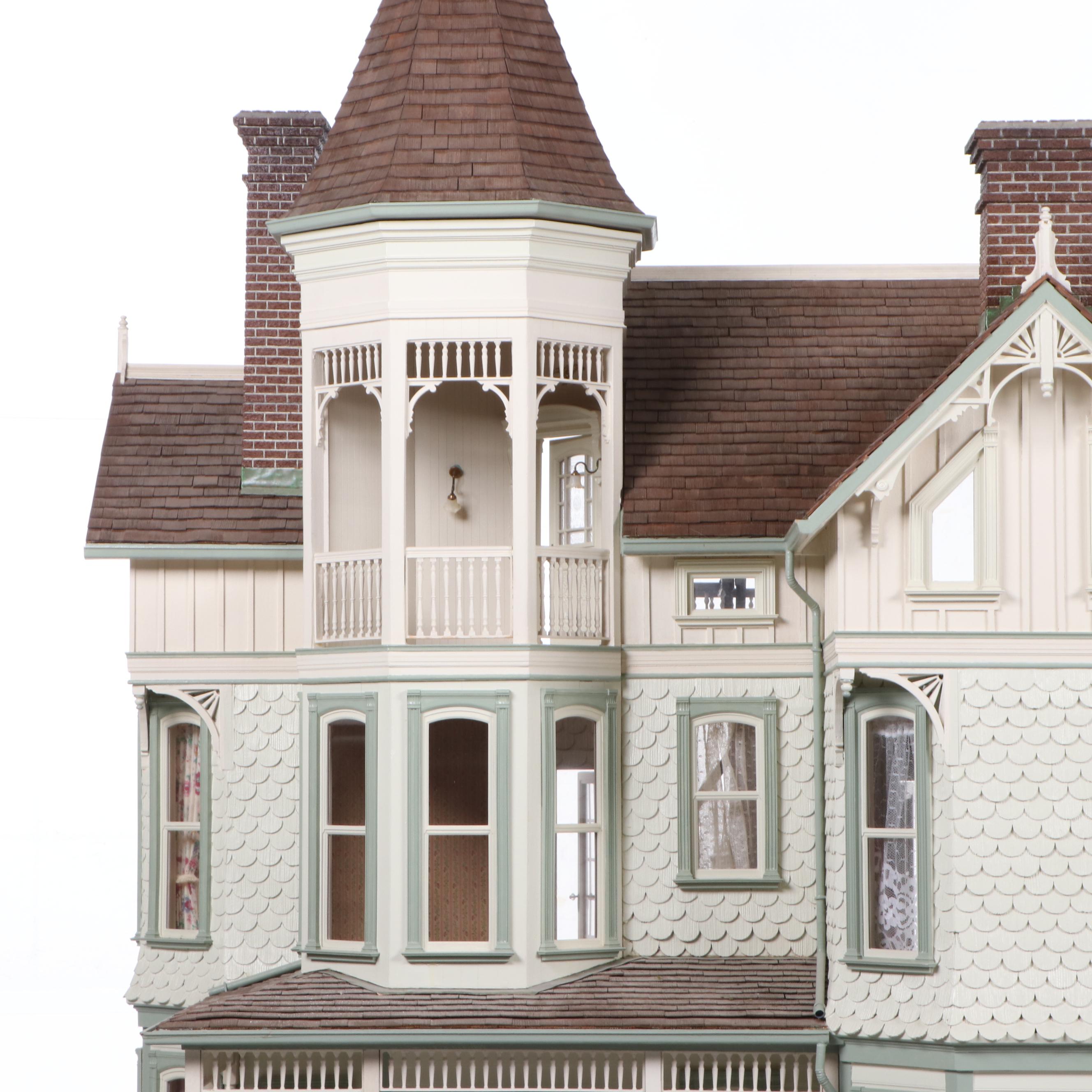 Victorian Style Dollhouse with Miniatures in the Style of Joseph Angel