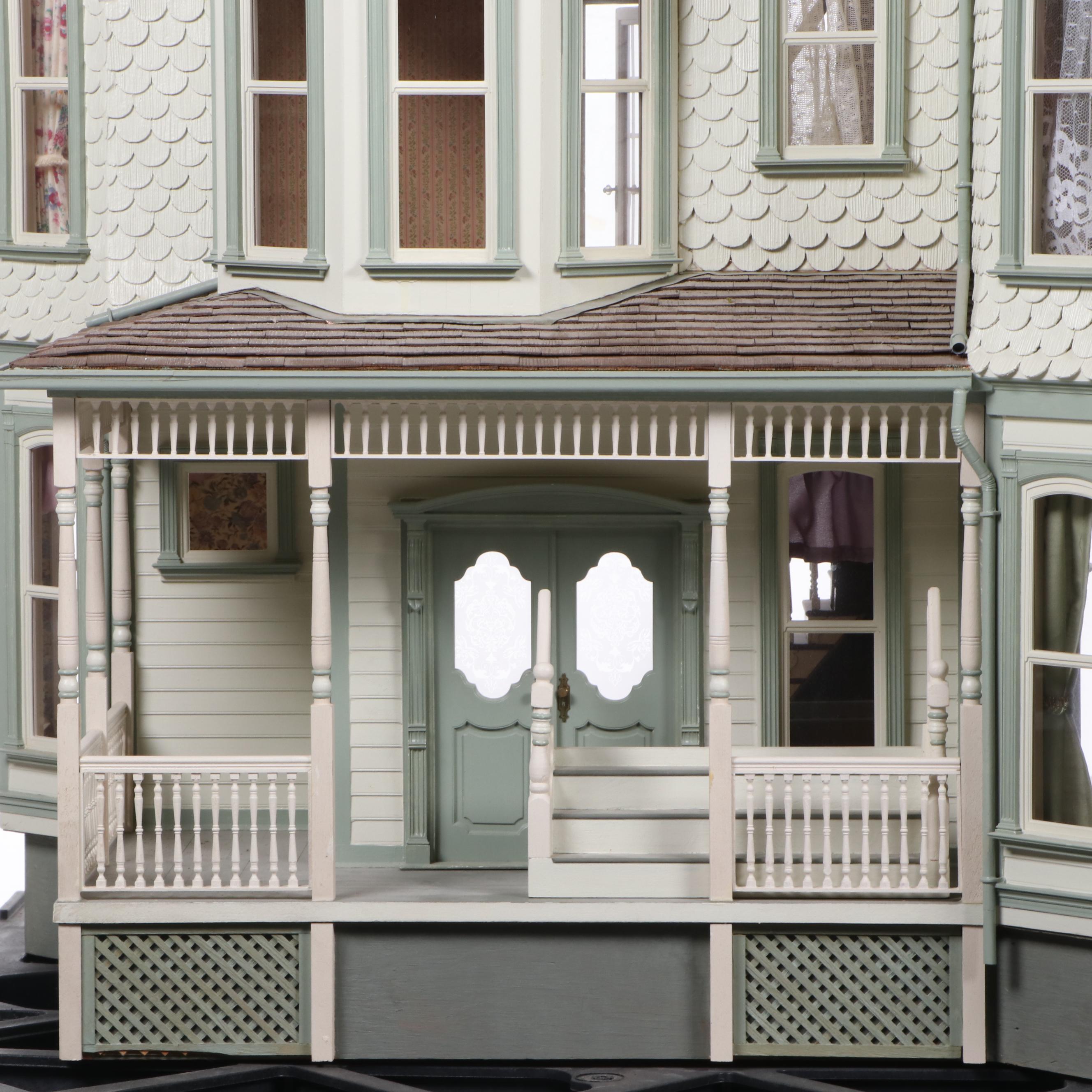 Victorian Style Dollhouse with Miniatures in the Style of Joseph Angel