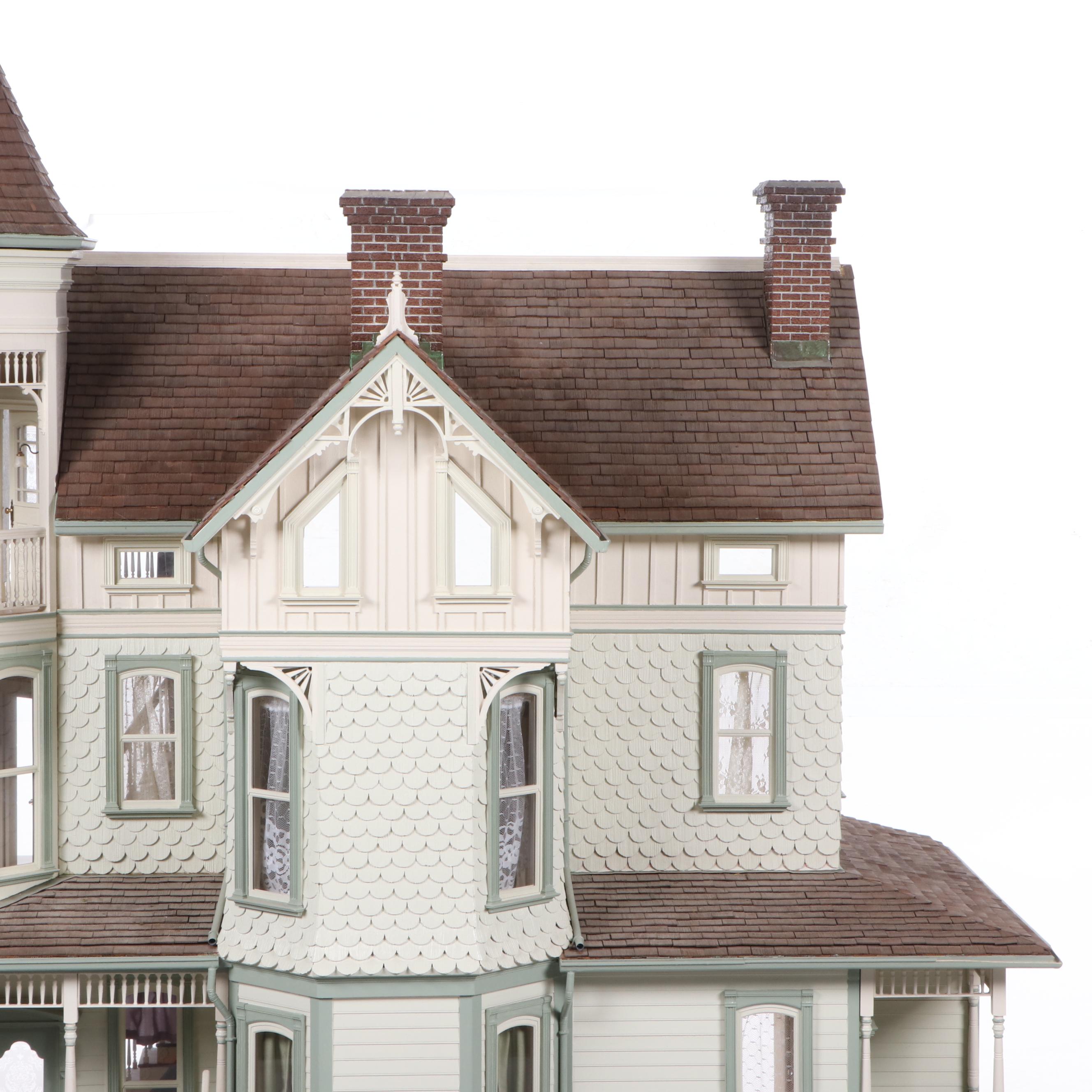 Victorian Style Dollhouse with Miniatures in the Style of Joseph Angel