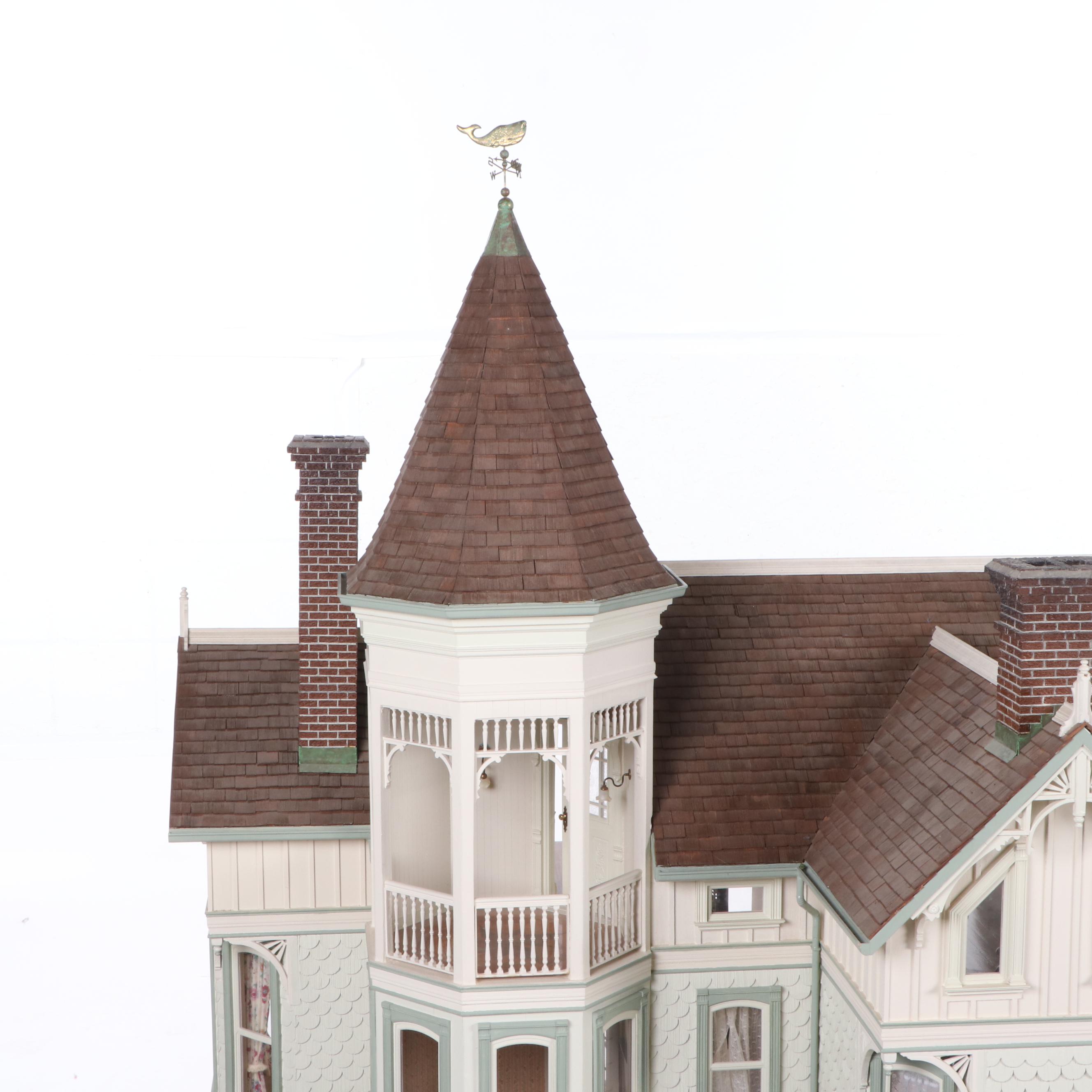 Victorian Style Dollhouse with Miniatures in the Style of Joseph Angel