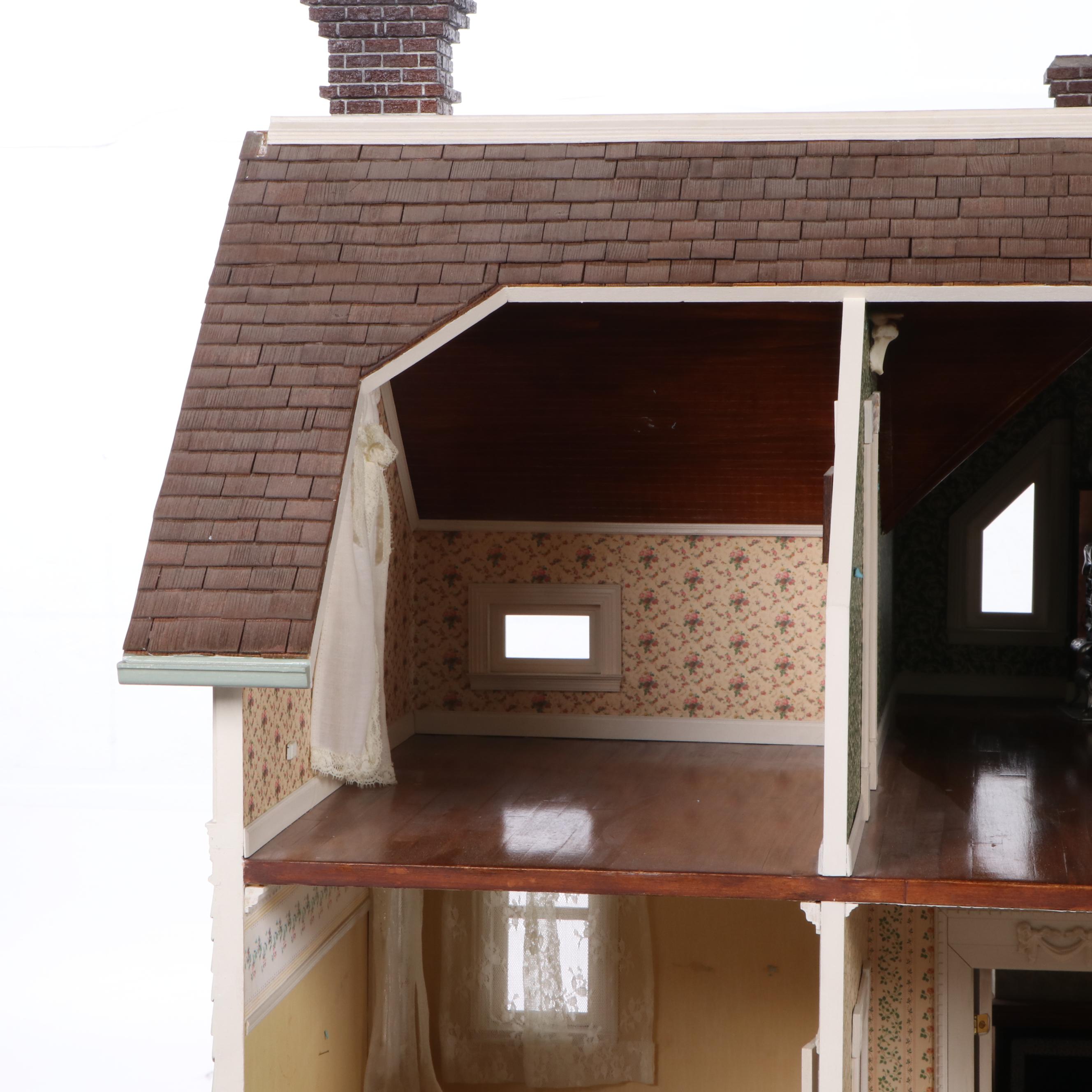 Victorian Style Dollhouse with Miniatures in the Style of Joseph Angel
