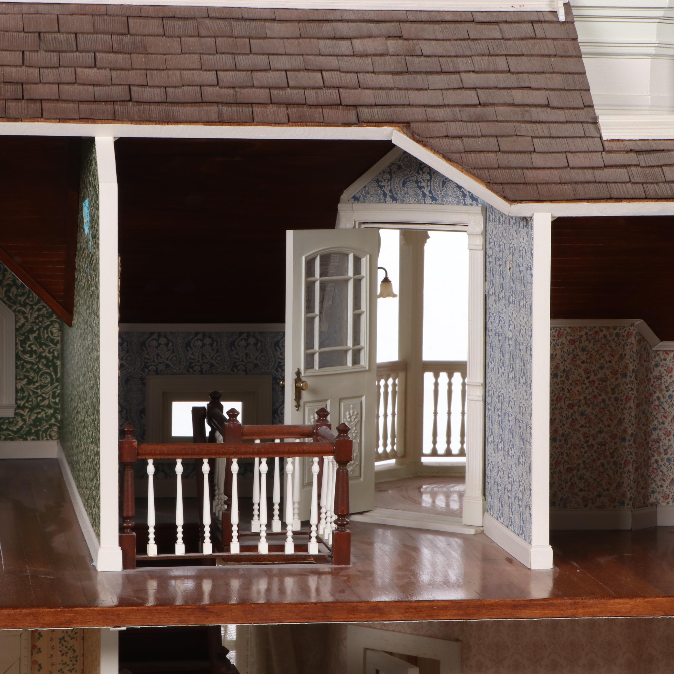 Victorian Style Dollhouse with Miniatures in the Style of Joseph Angel