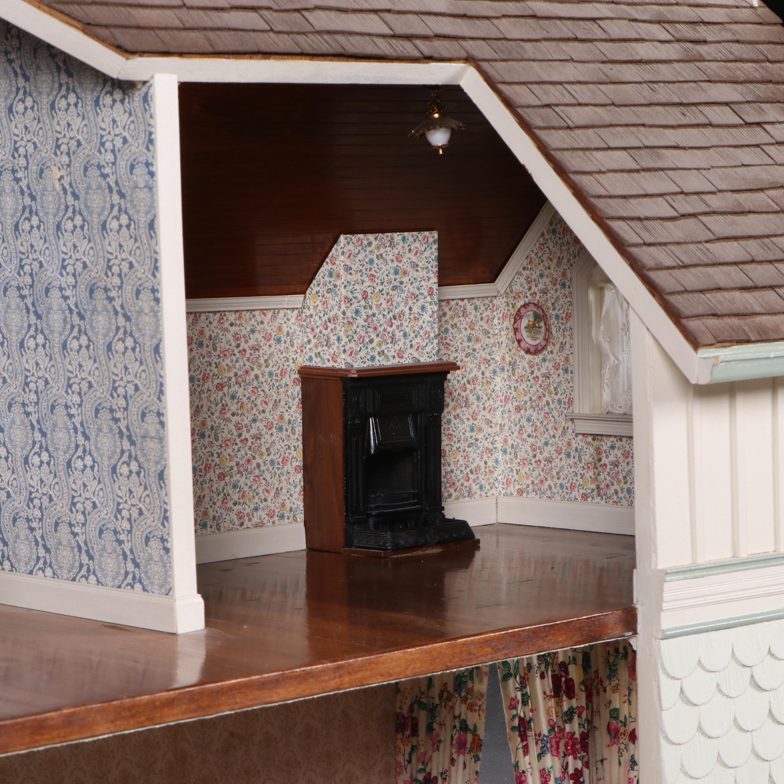 Victorian Style Dollhouse with Miniatures in the Style of Joseph Angel