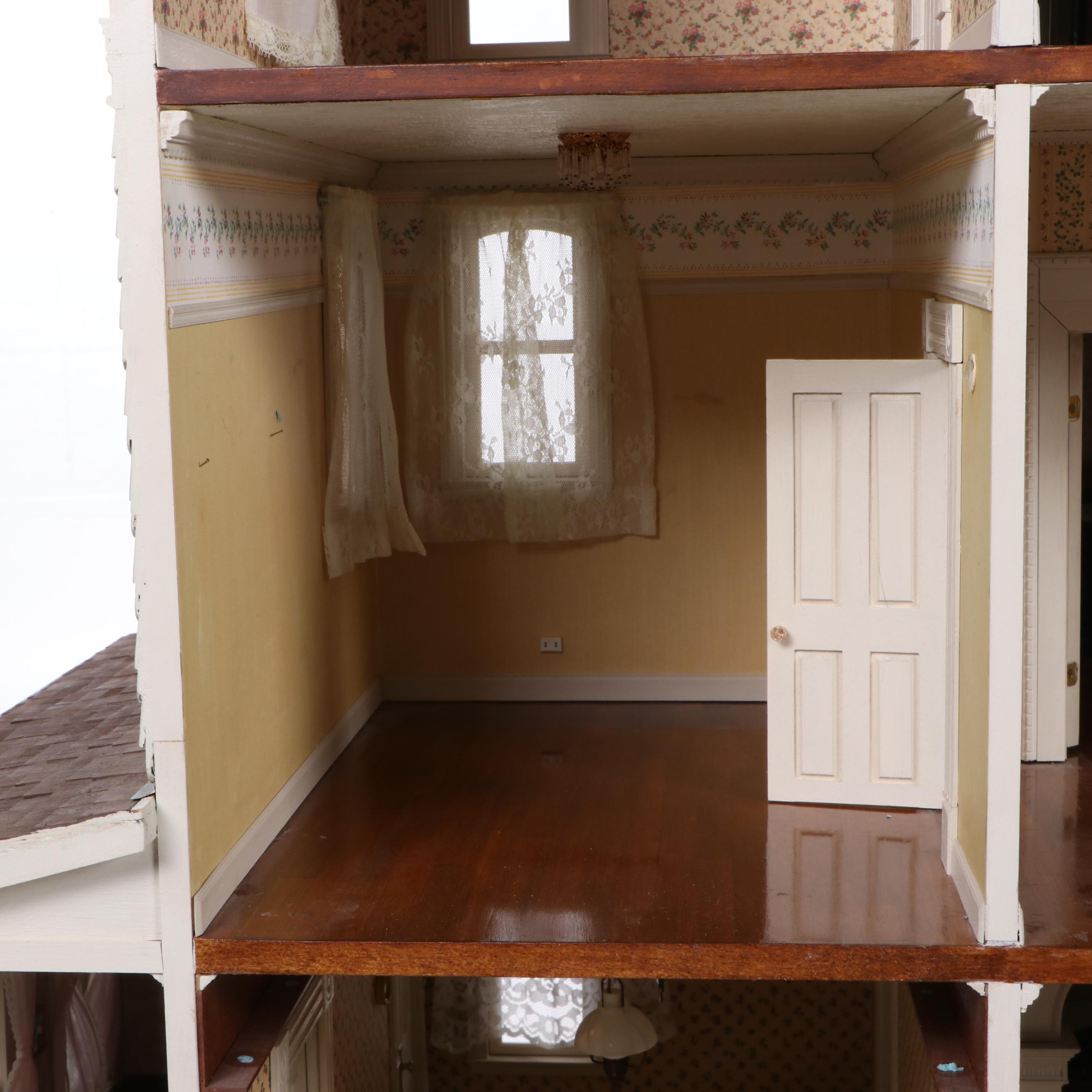 Victorian Style Dollhouse with Miniatures in the Style of Joseph Angel