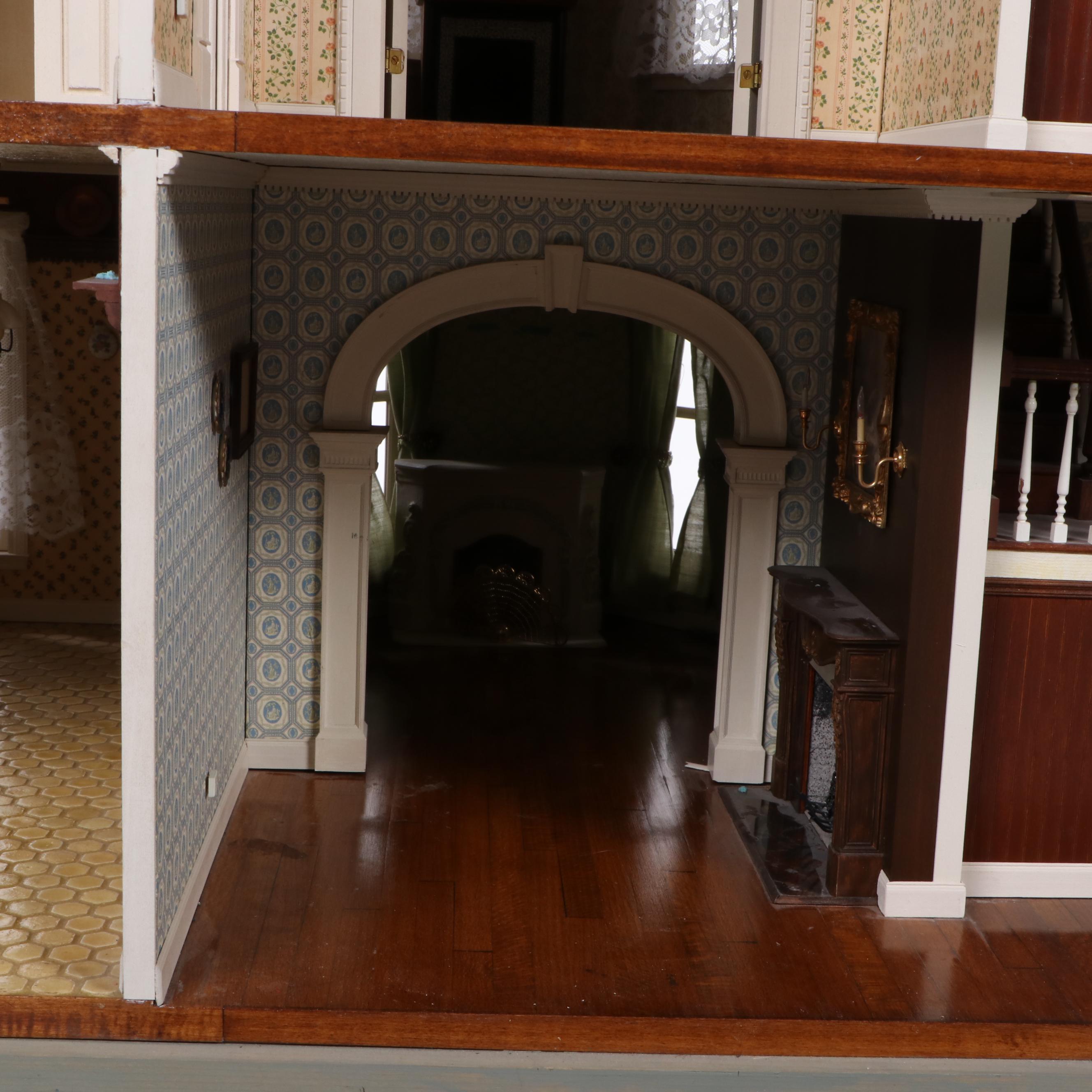 Victorian Style Dollhouse with Miniatures in the Style of Joseph Angel