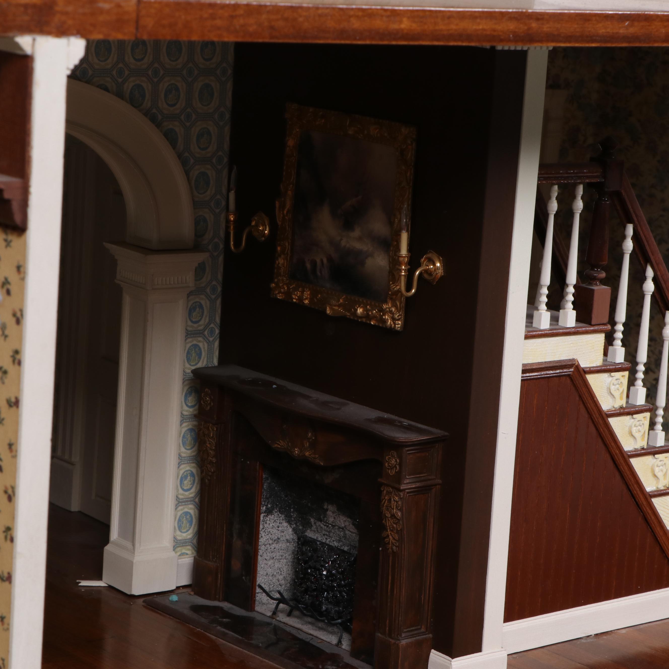 Victorian Style Dollhouse with Miniatures in the Style of Joseph Angel