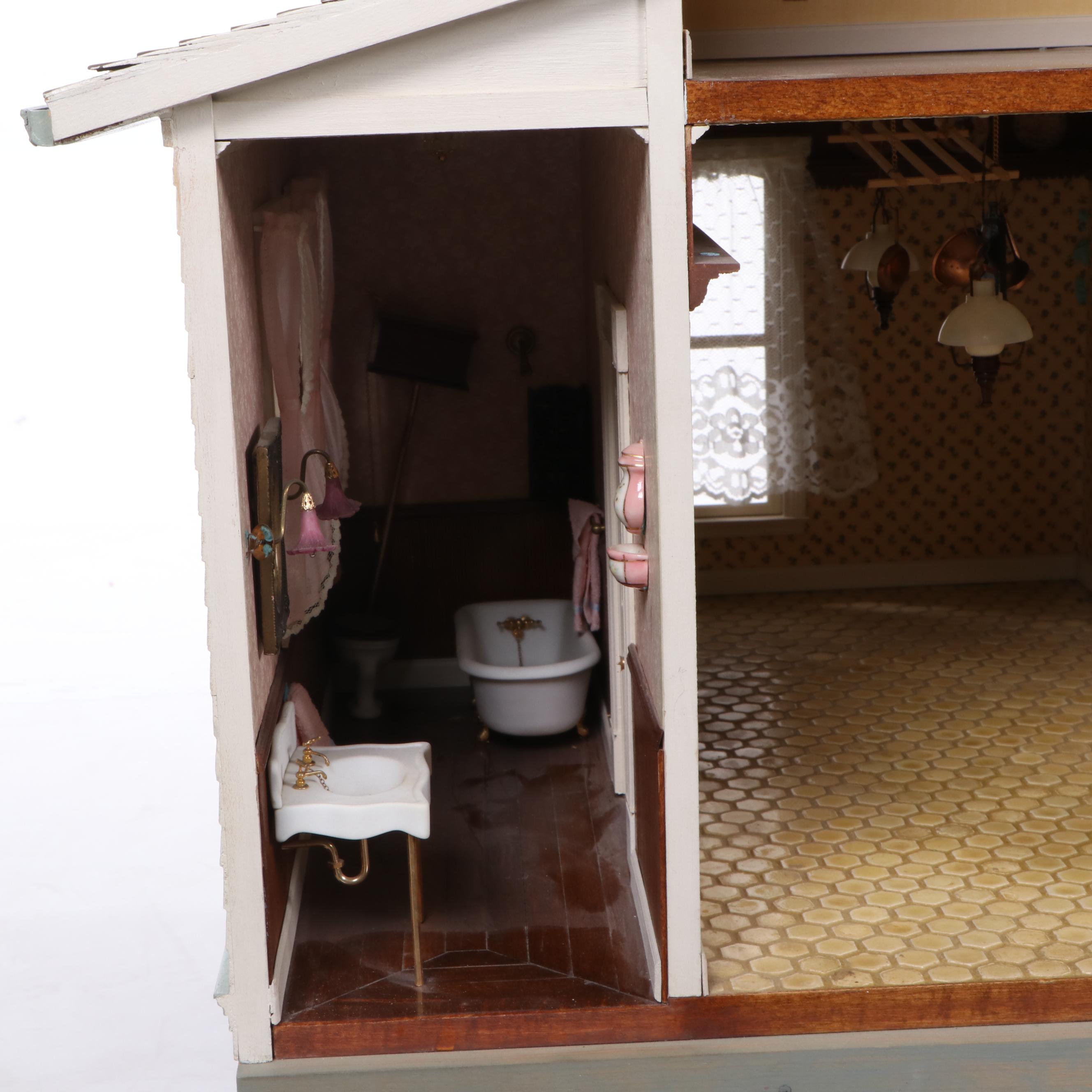 Victorian Style Dollhouse with Miniatures in the Style of Joseph Angel