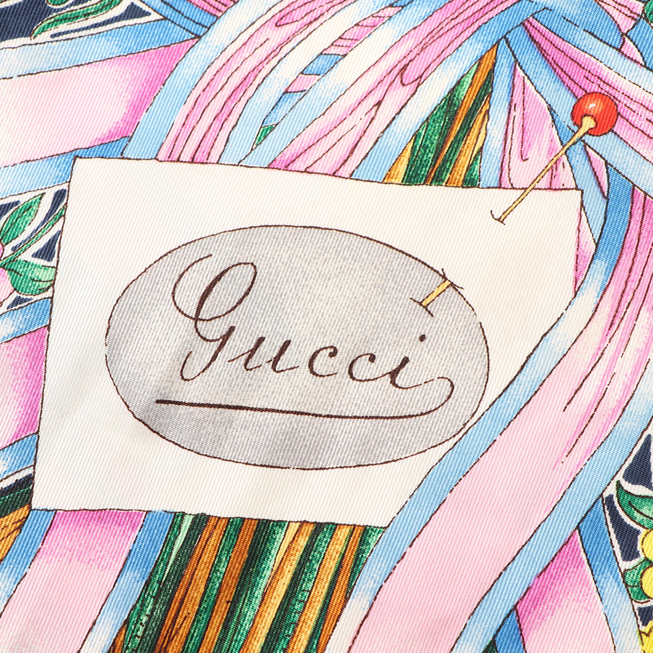 Gucci Floral Print Silk Scarf Designed by Vittorio Accornero, 1970s Vintage