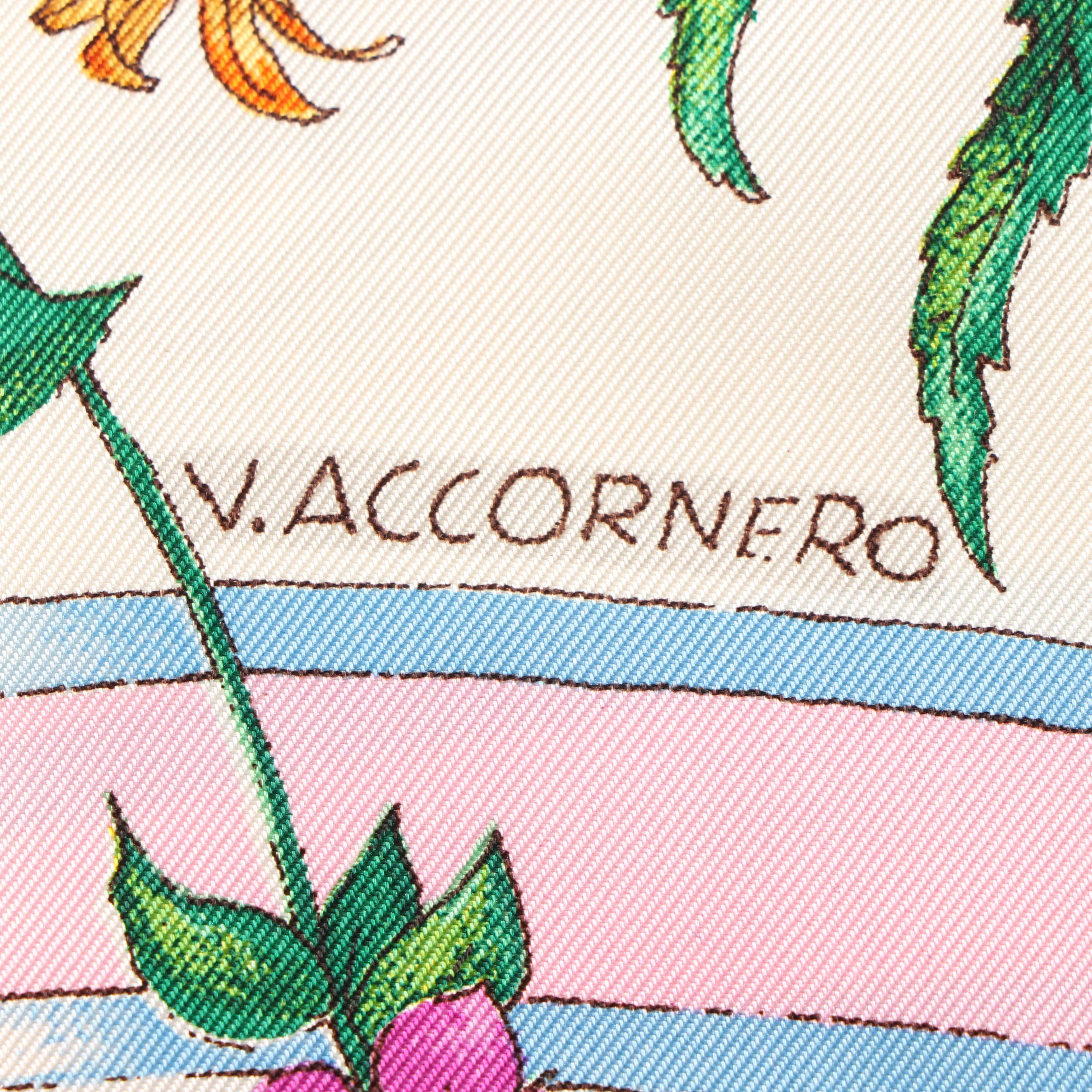 Gucci Floral Print Silk Scarf Designed by Vittorio Accornero, 1970s Vintage