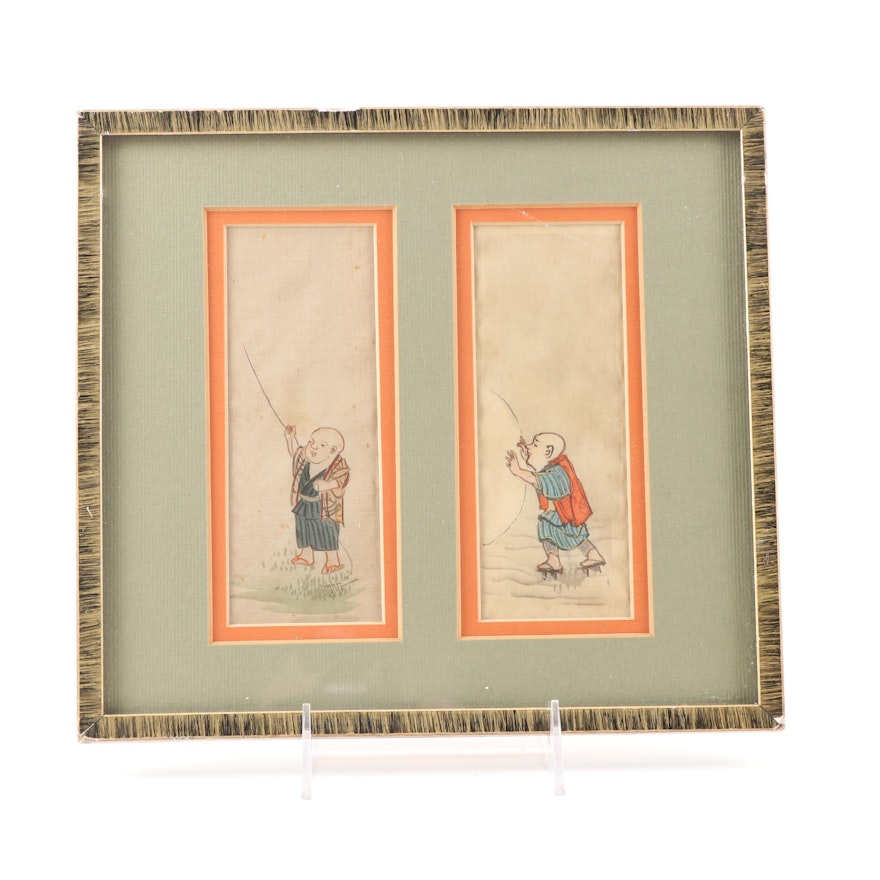 Chinese Watercolor Paintings on Silk