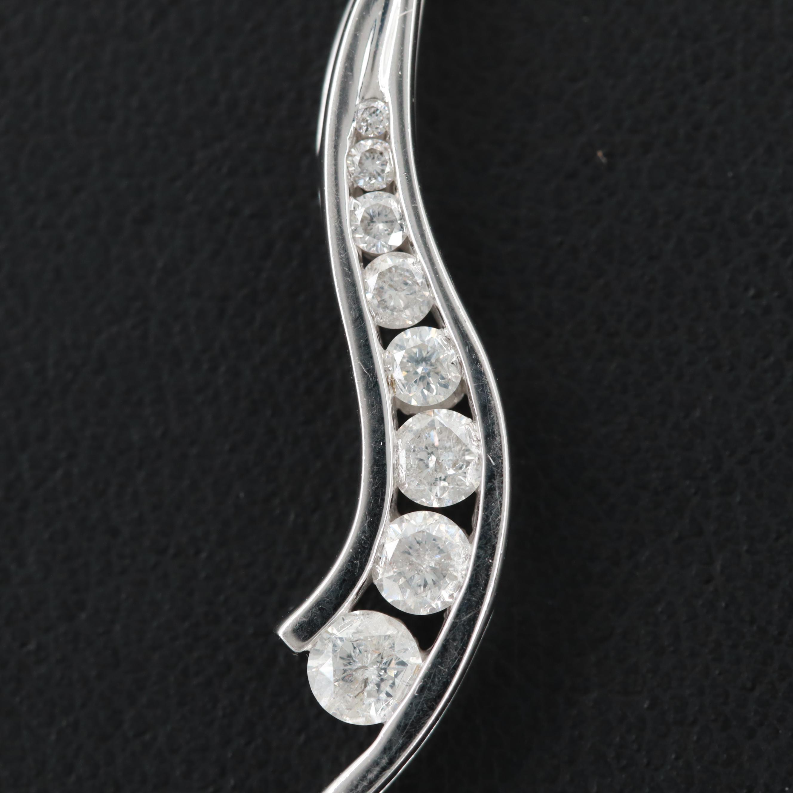 14K White Gold Diamond Journey Pendant Necklace