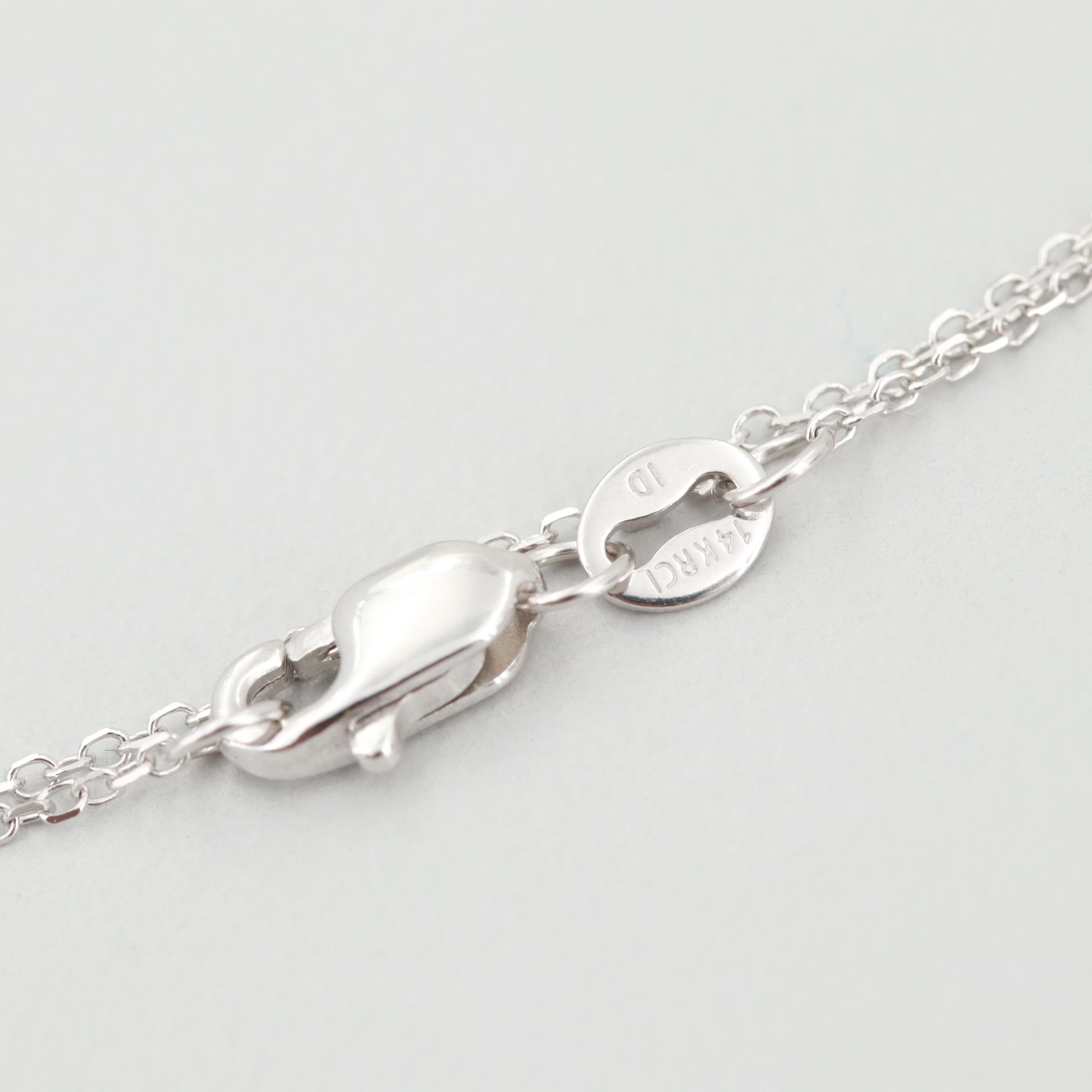 14K White Gold Diamond Journey Pendant Necklace