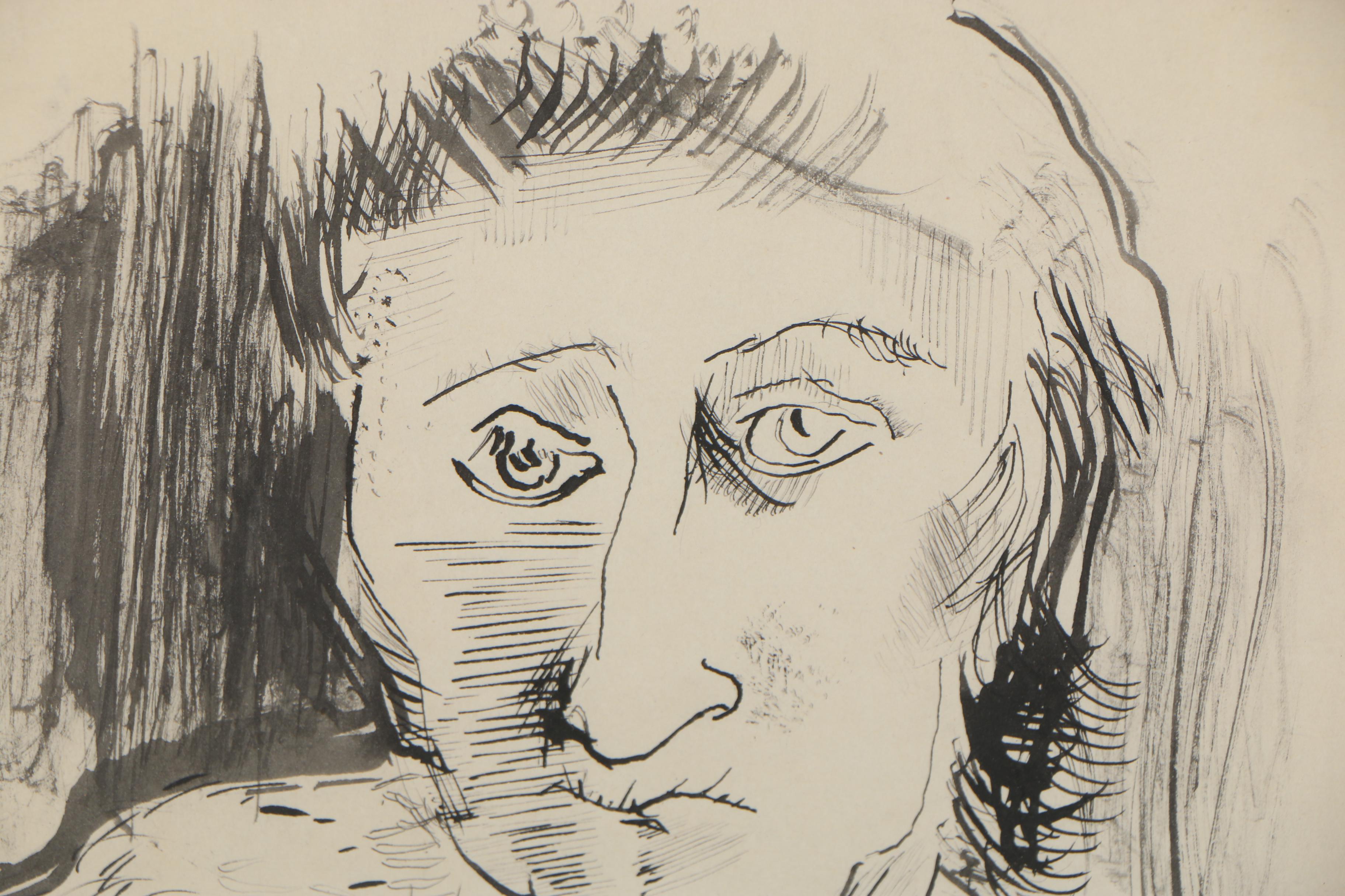 Saul Lishinsky Ink Portrait Drawing of a Woman