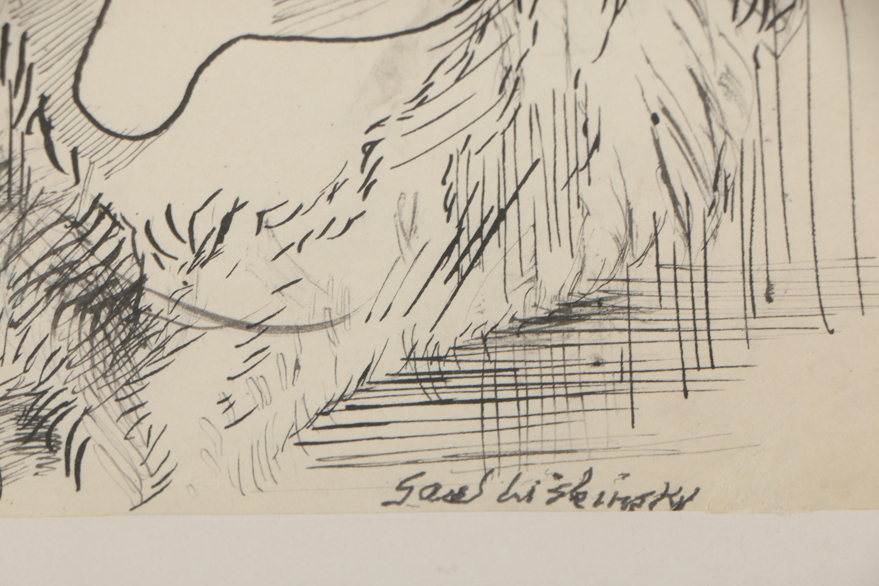 Saul Lishinsky Ink Portrait Drawing of a Woman