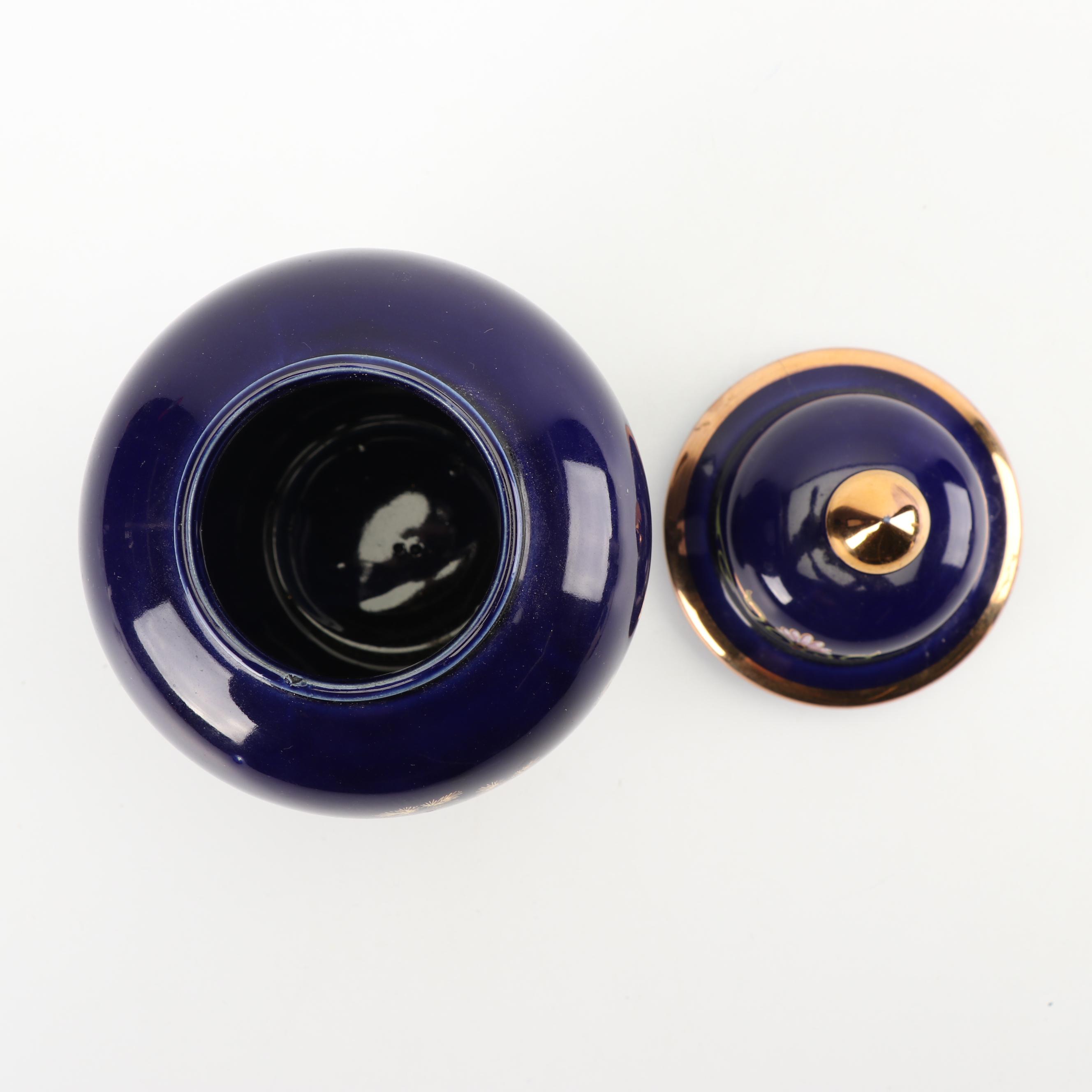 Japanese Blue Ceramic Hand-Painted Vase