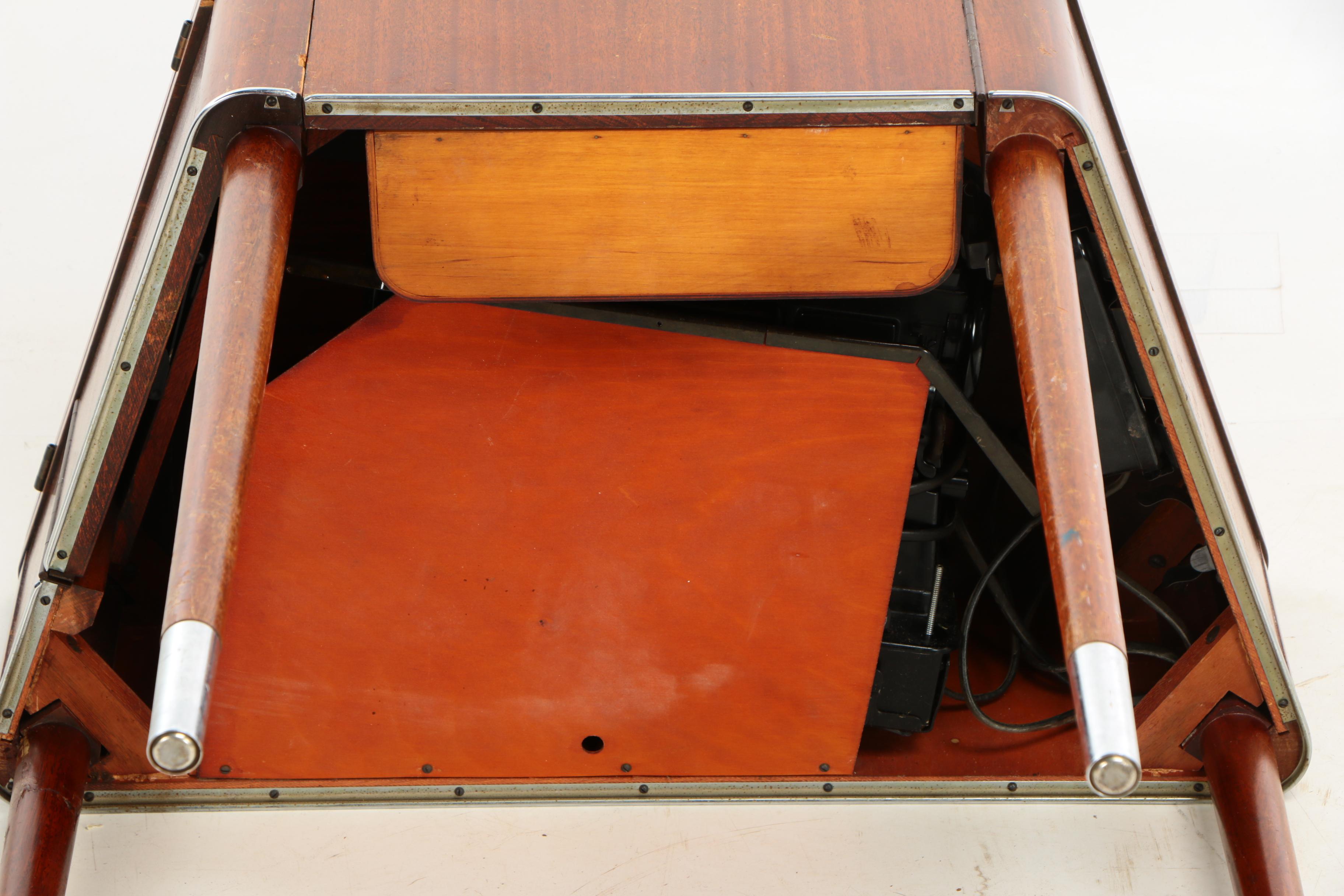 Mid Century Modern Singer Model 301 Sewing Machine Table and Stool, 1950s