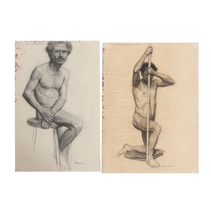 Romilda Birkemeyer Dilley Charcoal Drawings of Male Nudes