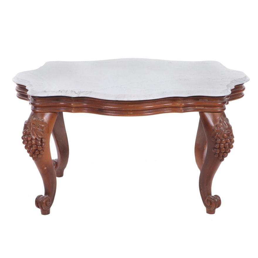 Contemporary Rococo Revival Marble Top Coffee Table