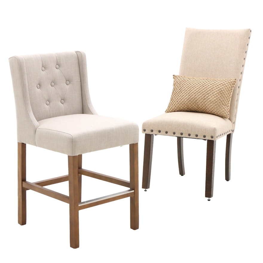 Contemporary Counter Height and Side Chair with Accent Pillow