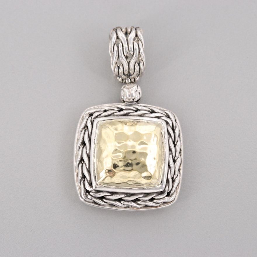 John Hardy "Palu" Sterling Silver and 22K Yellow Gold Pendant