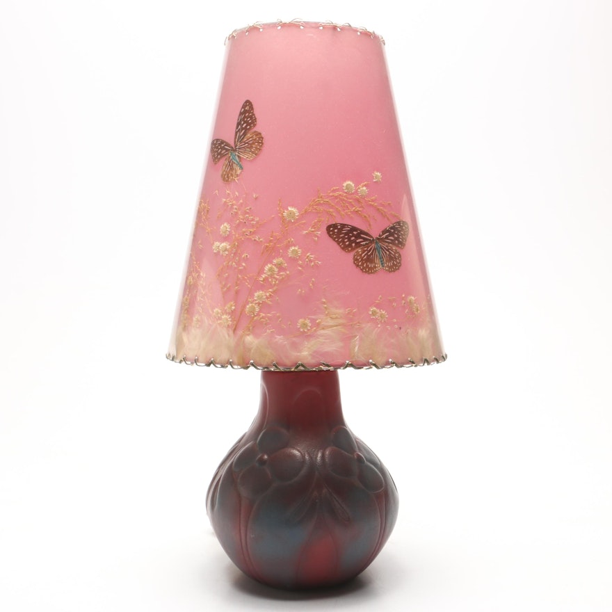 Van Briggle Mulberry Vase Lamp with Decorative Shade