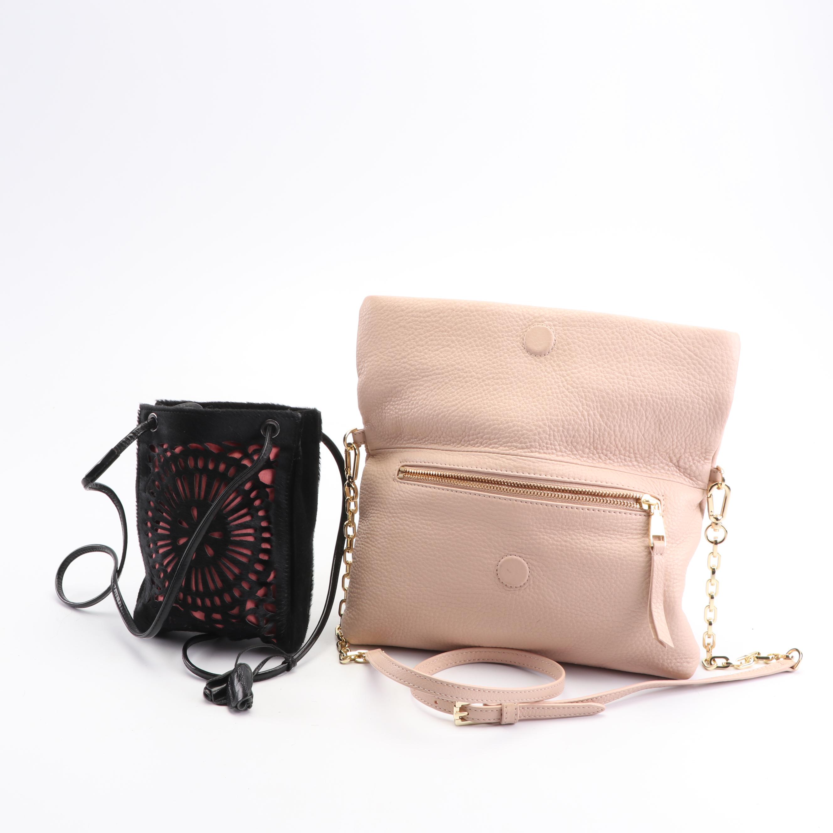 Longchamp Dyed Calf Hair Crossbody and Tory Burch Leather Foldover Crossbody Bag