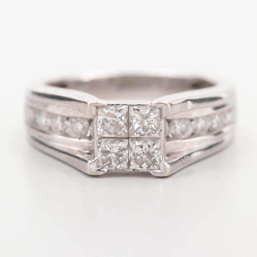 14K White Gold 1.05 CTW Diamond Ring