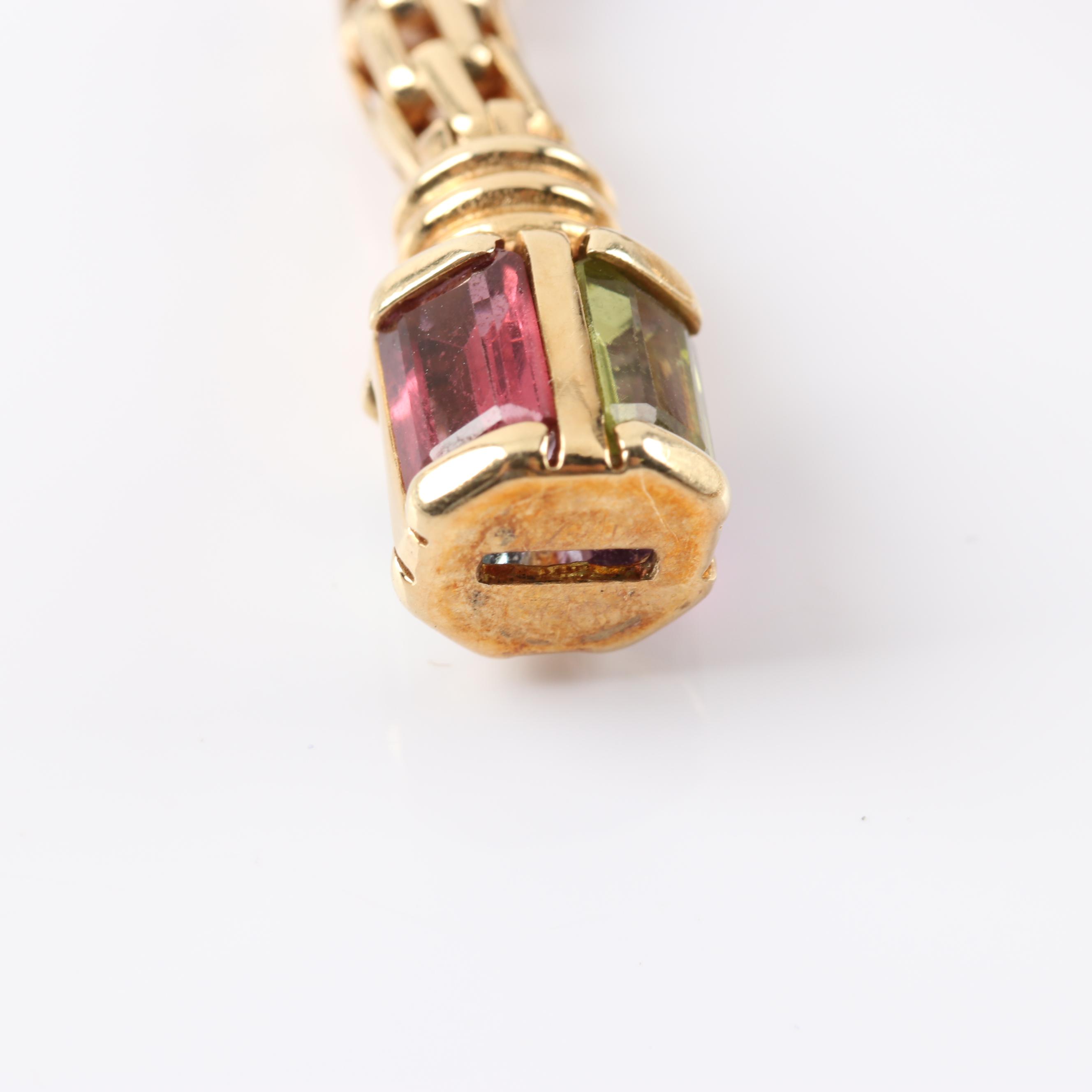 14K Yellow Gold Amethyst, Peridot, Garnet, and Blue Topaz Bracelet