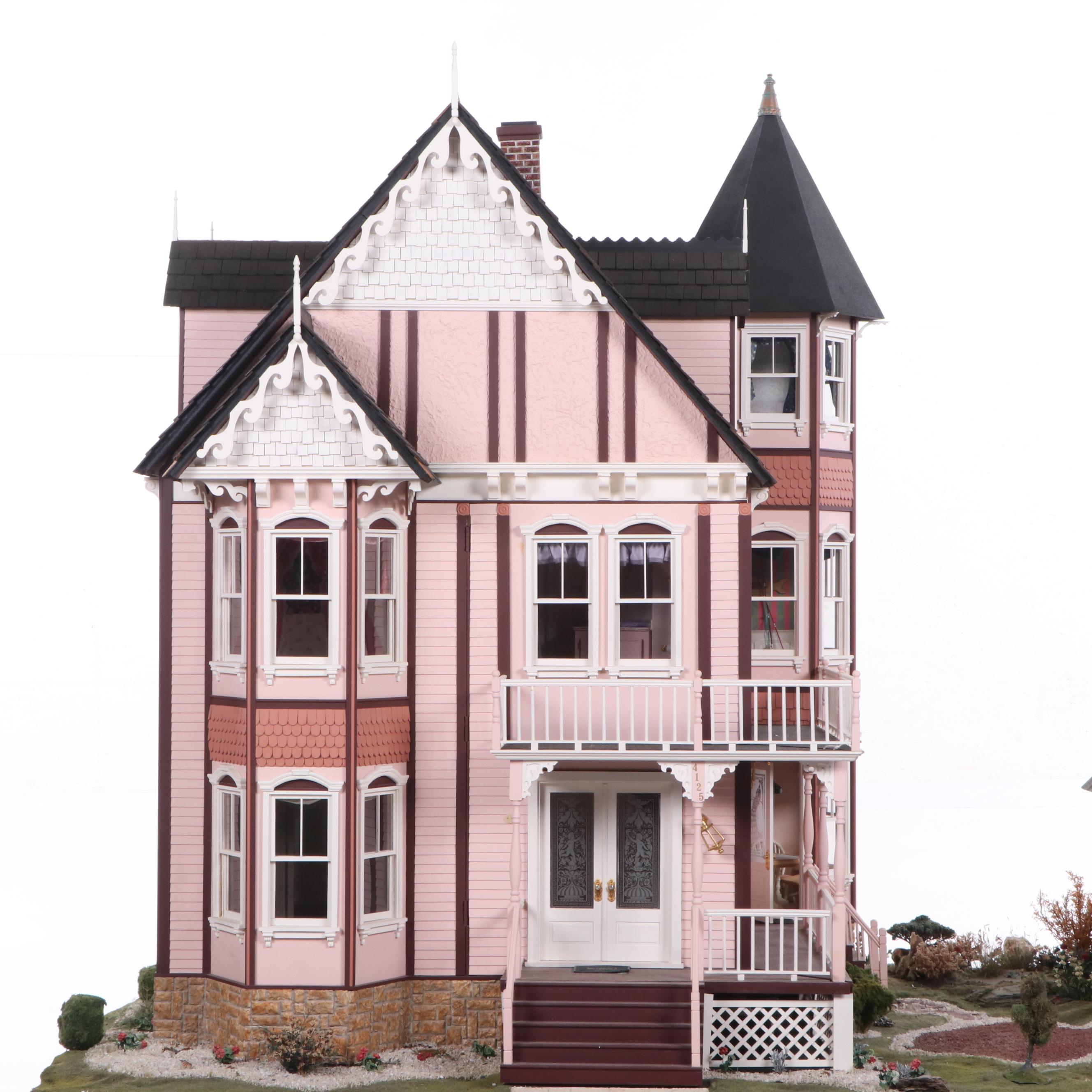 Lawbre "Shadowcliff" Victorian Style Dollhouse with Garage and Miniatures