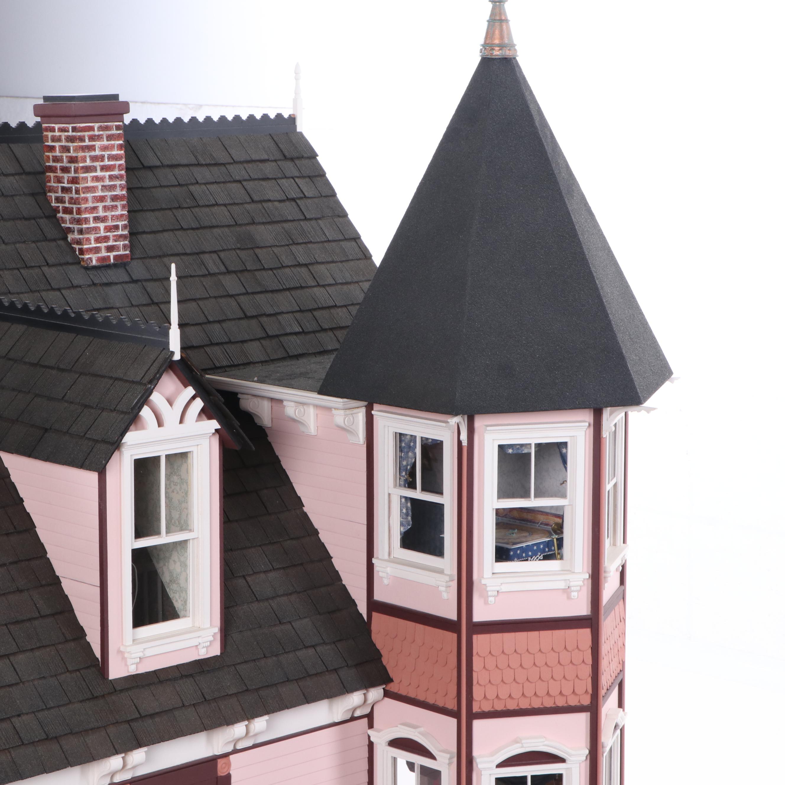 Lawbre "Shadowcliff" Victorian Style Dollhouse with Garage and Miniatures